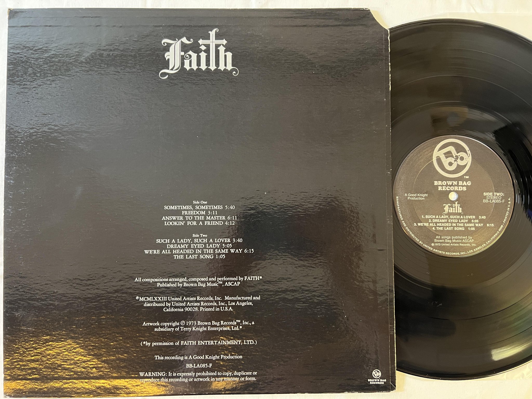 Omslagsbild för skivan FAITH s/t LP -73 US BROWN BAG BB LA085F