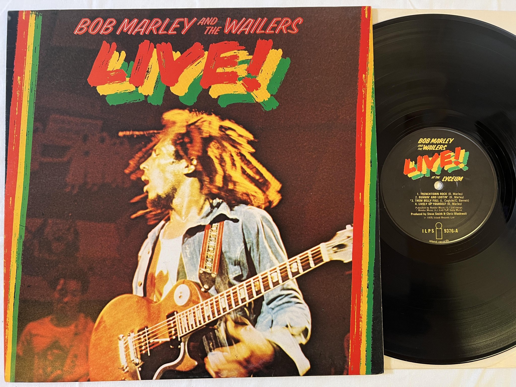 Omslagsbild för skivan BOB MARLEY AND THE WAILERS live! LP -75 UK ISLAND 9376