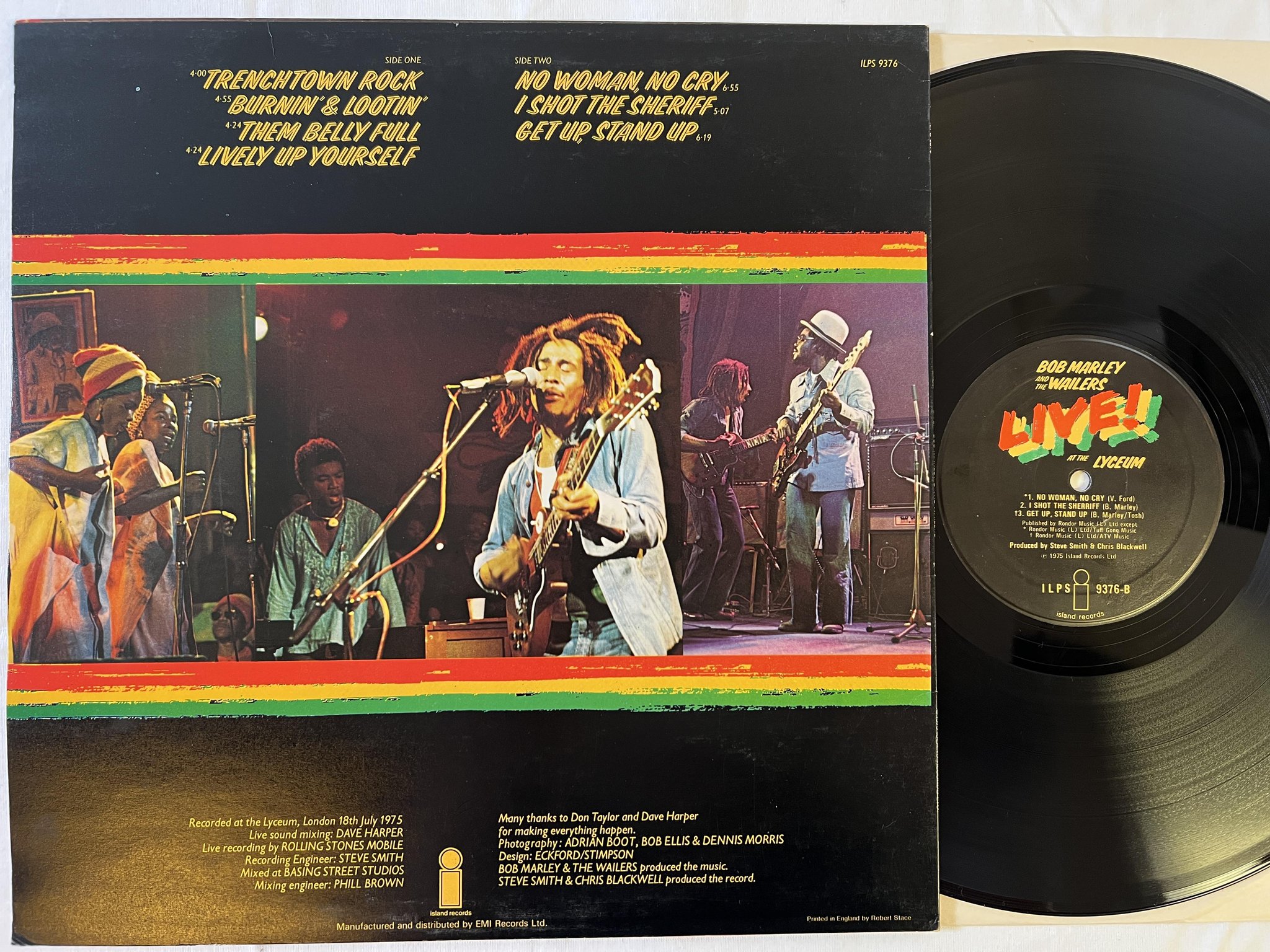 Omslagsbild för skivan BOB MARLEY AND THE WAILERS live! LP -75 UK ISLAND 9376