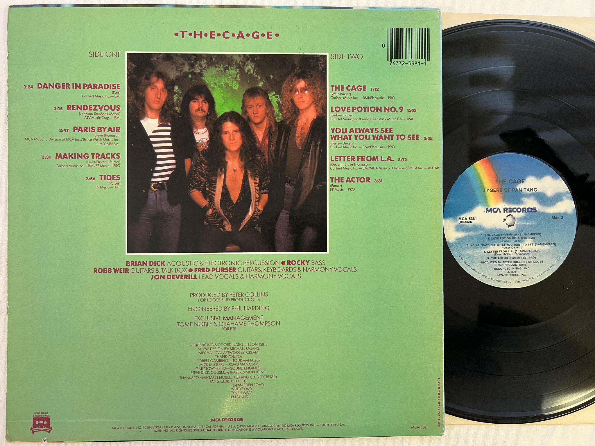 Omslagsbild för skivan TYGERS OF PAN TANG the cage LP -82 MCA 5381