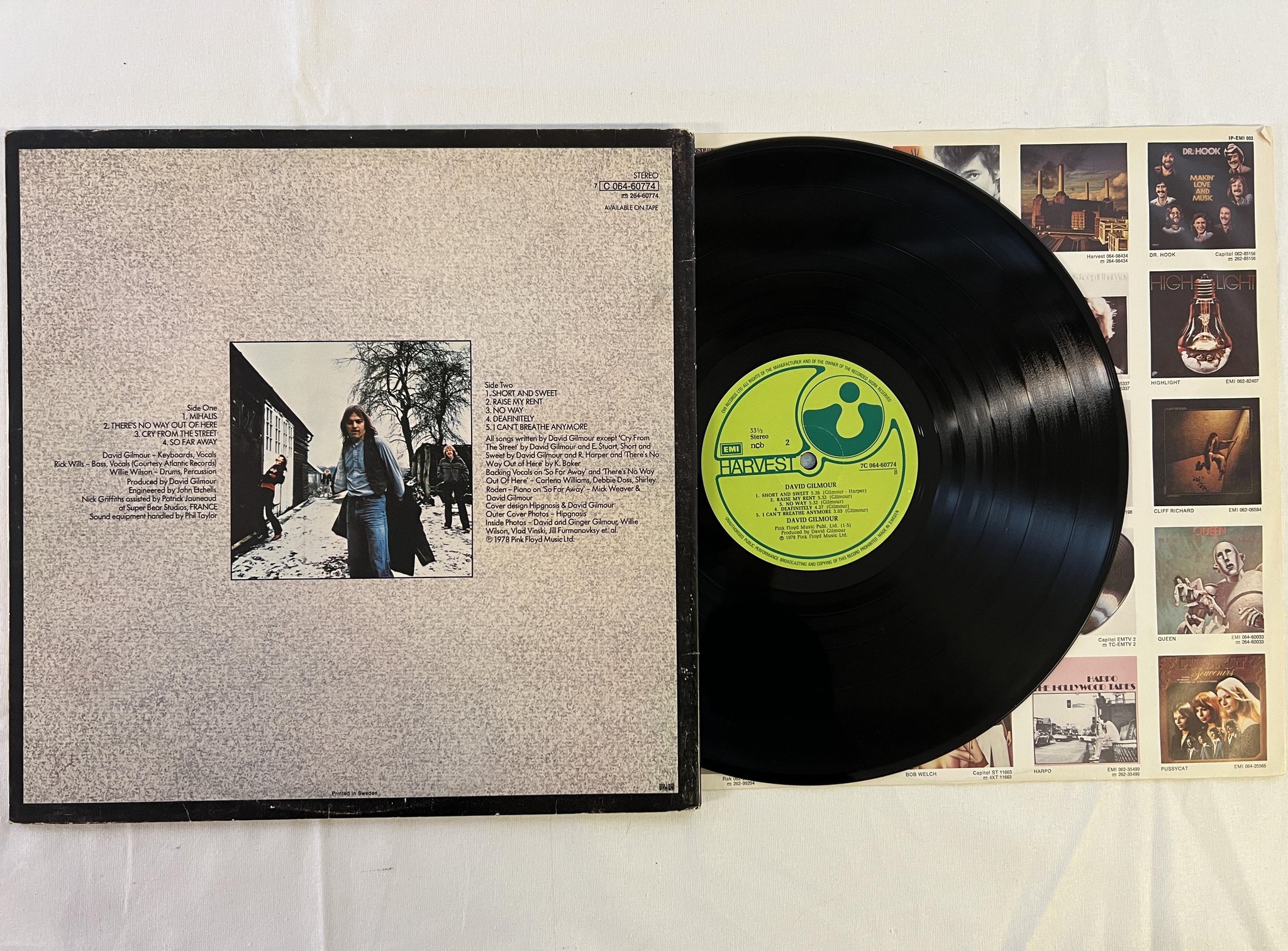 Omslagsbild för skivan DAVID GILMOUR s/t LP -78 HARVEST 7C 064-60774