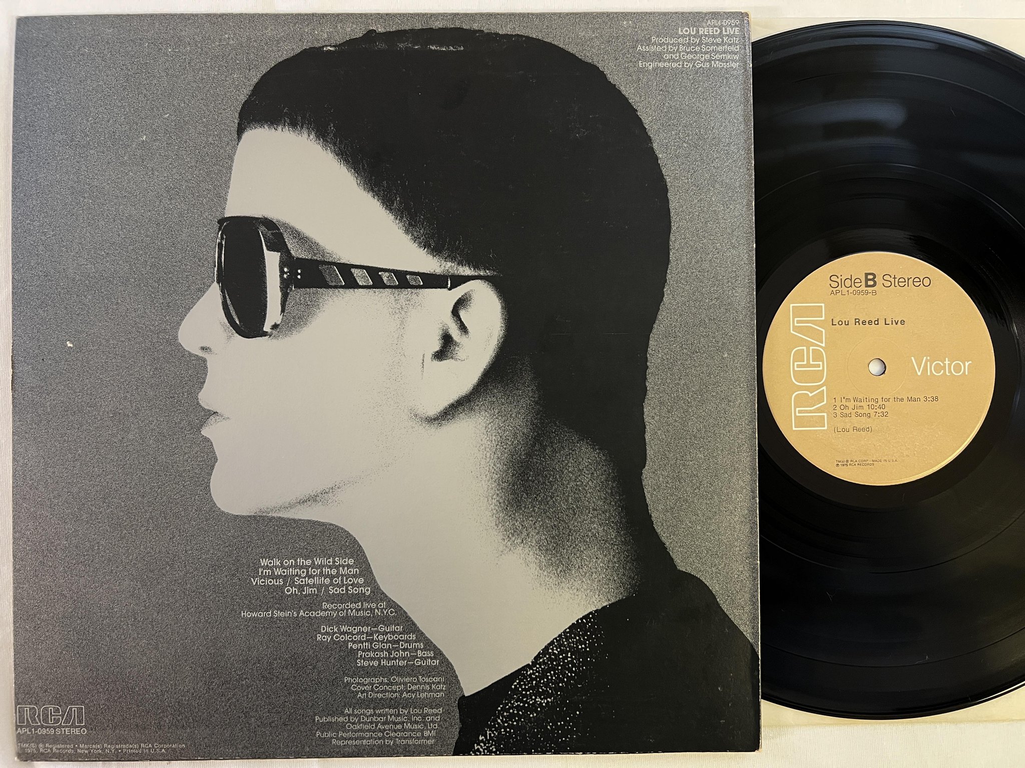 Omslagsbild för skivan LOU REED live LP -75 US RCA APL1-0959 