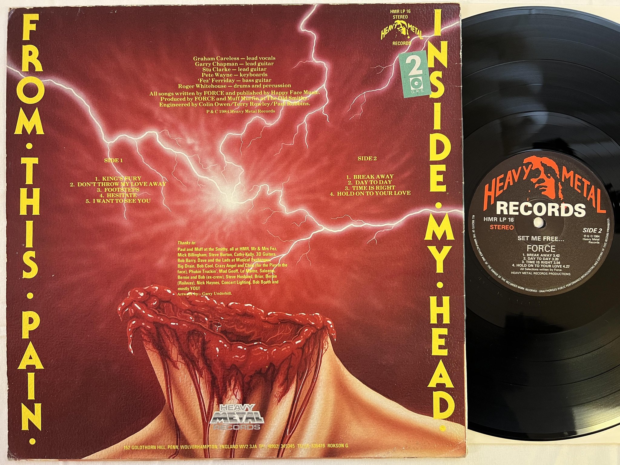Omslagsbild för skivan FORCE set me free... LP -84 UK HEAVY METAL HMR LP 16 