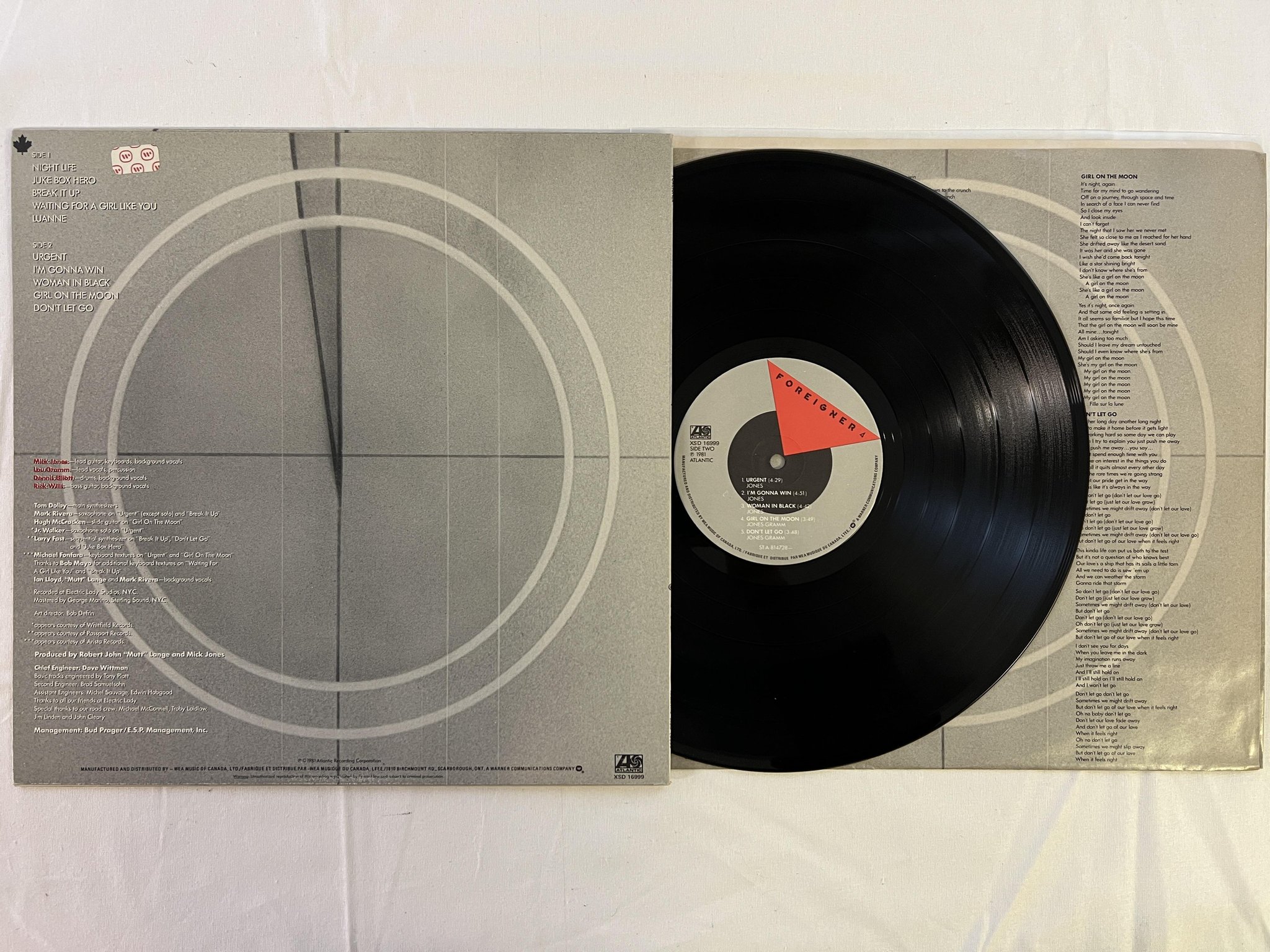 Omslagsbild för skivan FOREIGNER 4 LP -81 Can ATLANTIC XSD 16999