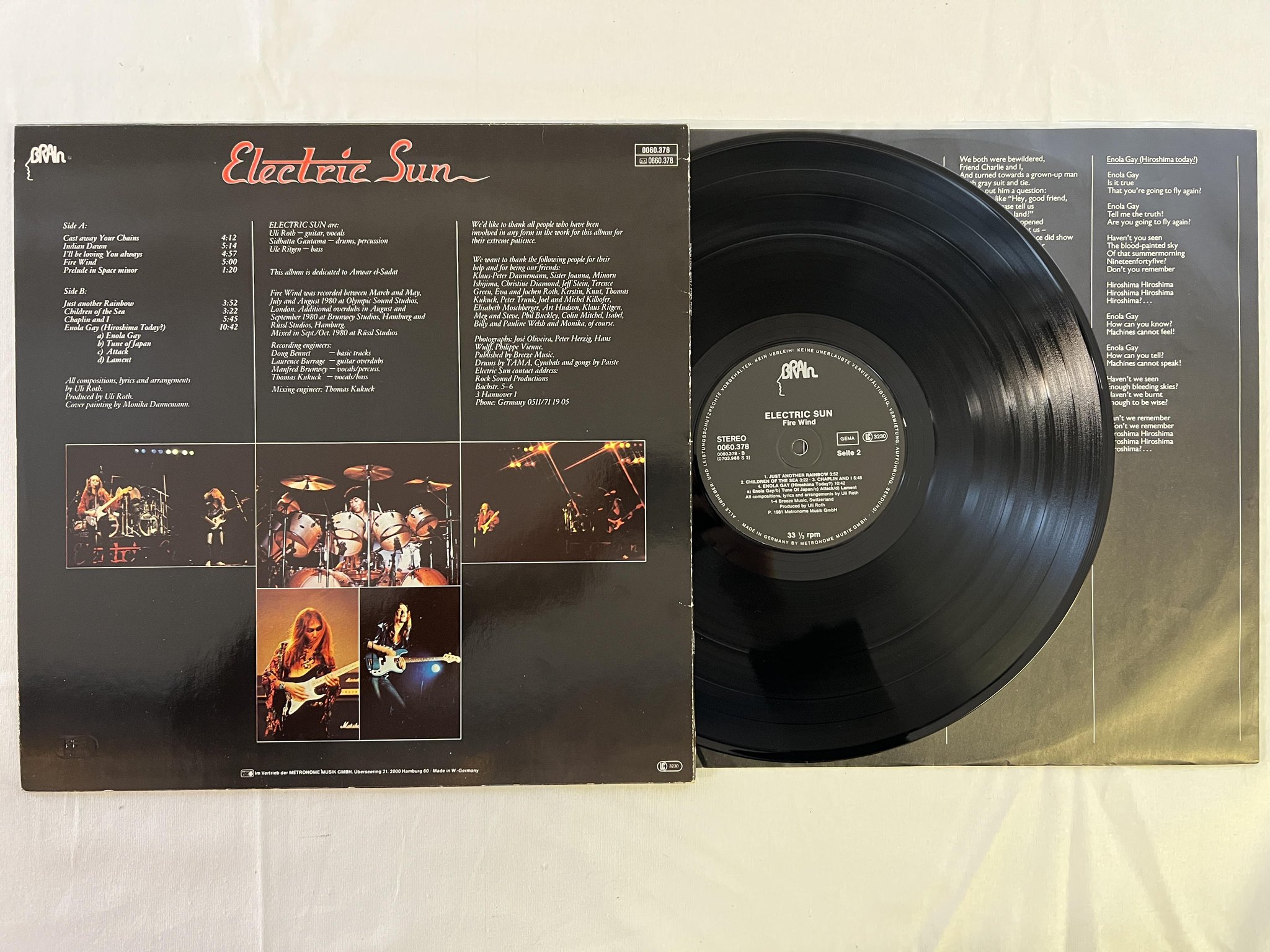 Omslagsbild för skivan ELECTRIC SUN fire wind LP -81 Ger BRAIN 0060 378