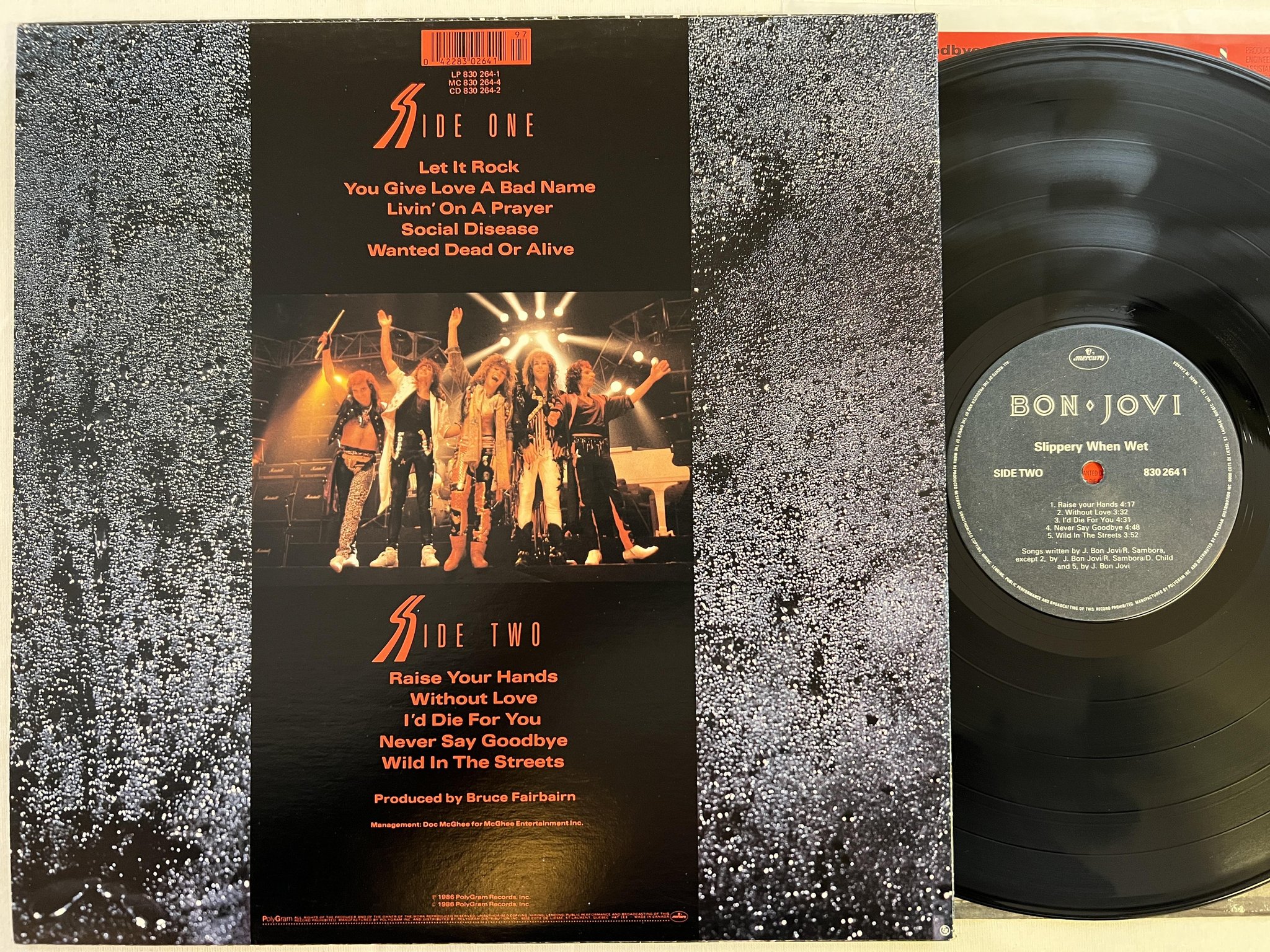 Omslagsbild för skivan BON JOVI slippery when wet LP -86 Can MERCURY 8302641