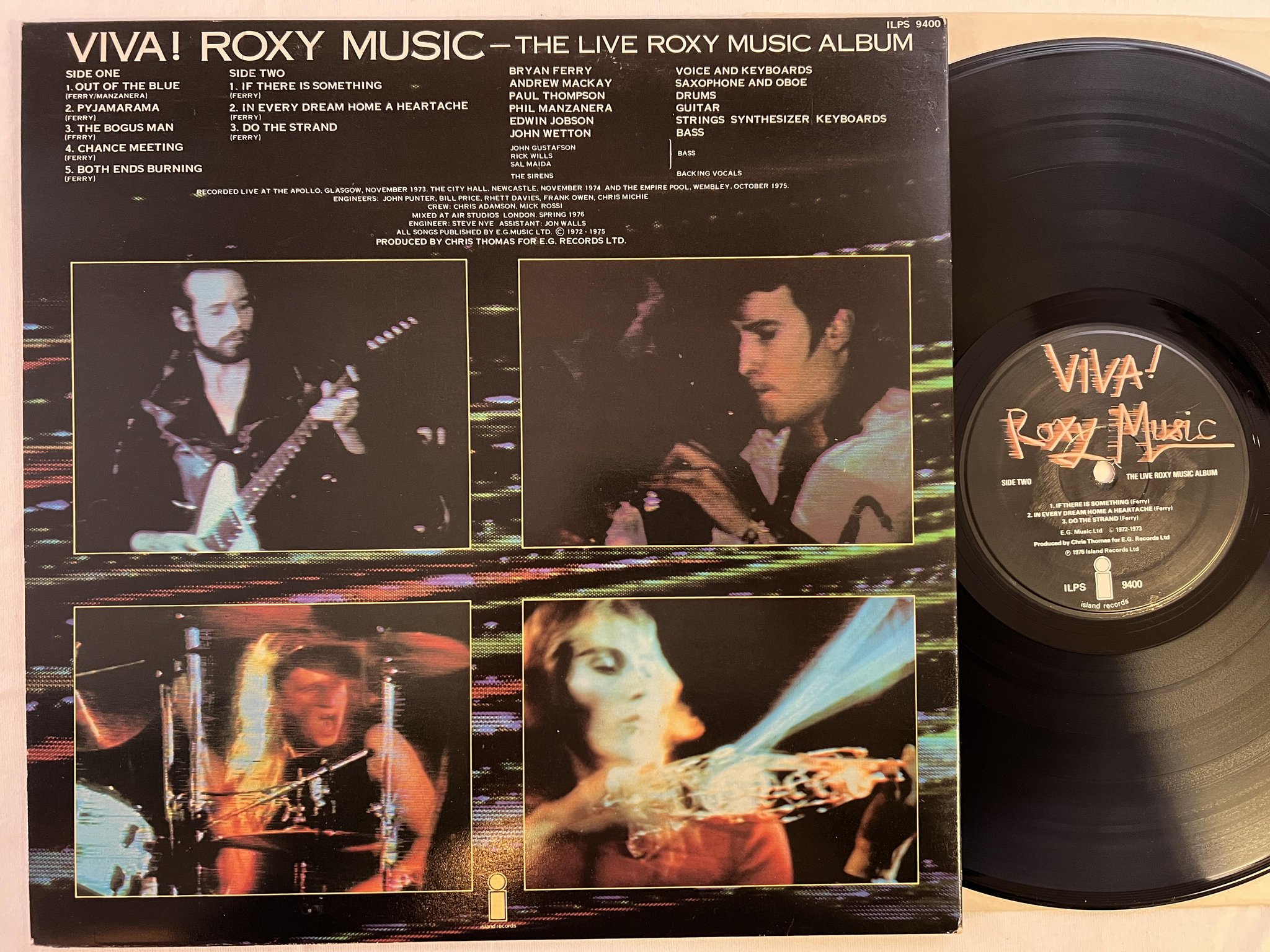 Omslagsbild för skivan ROXY MUSIC viva! LP ISLAND ILPS 9400