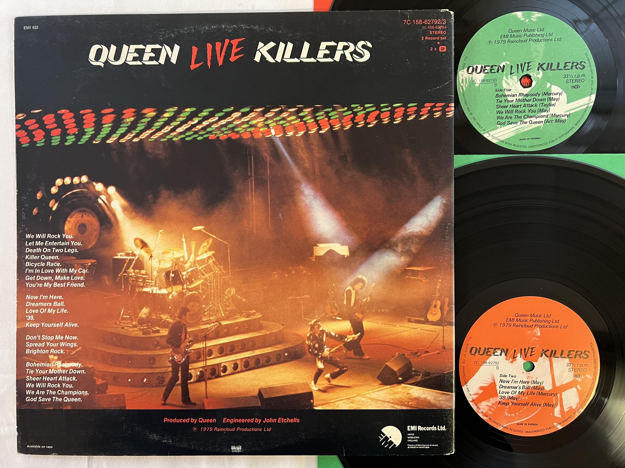 Omslagsbild för skivan QUEEN live killers LP -79 ncb EMI 7C 158-62793