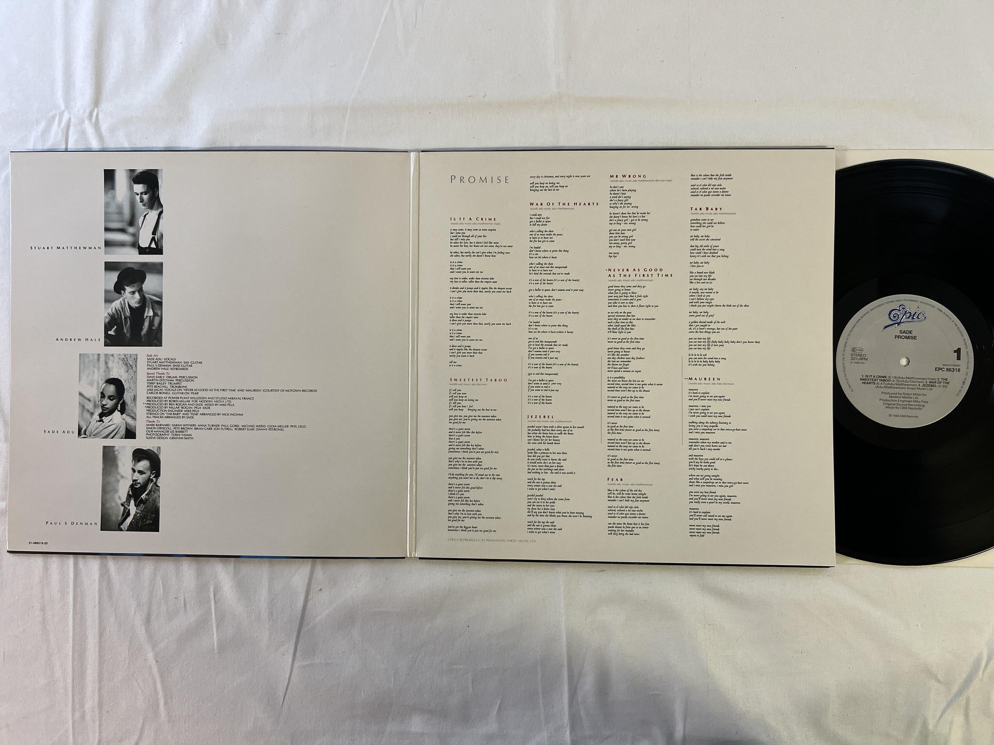 Omslagsbild för skivan SADE promise LP -85 Hol EPIC EPC 86318