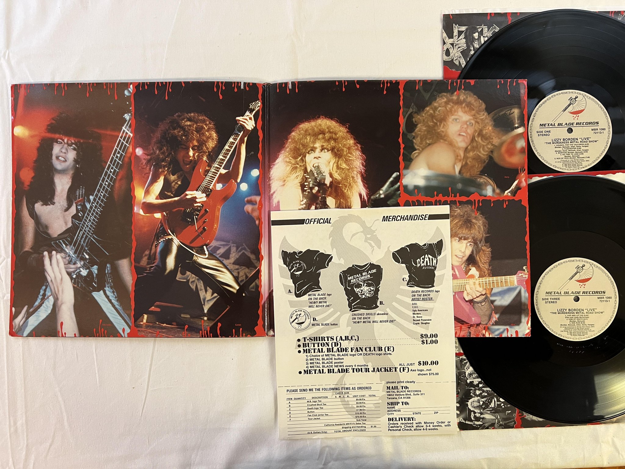 Omslagsbild för skivan LIZZY BORDEN "live" 2xLP -86 METAL BLADE RECORDS MBR 1060