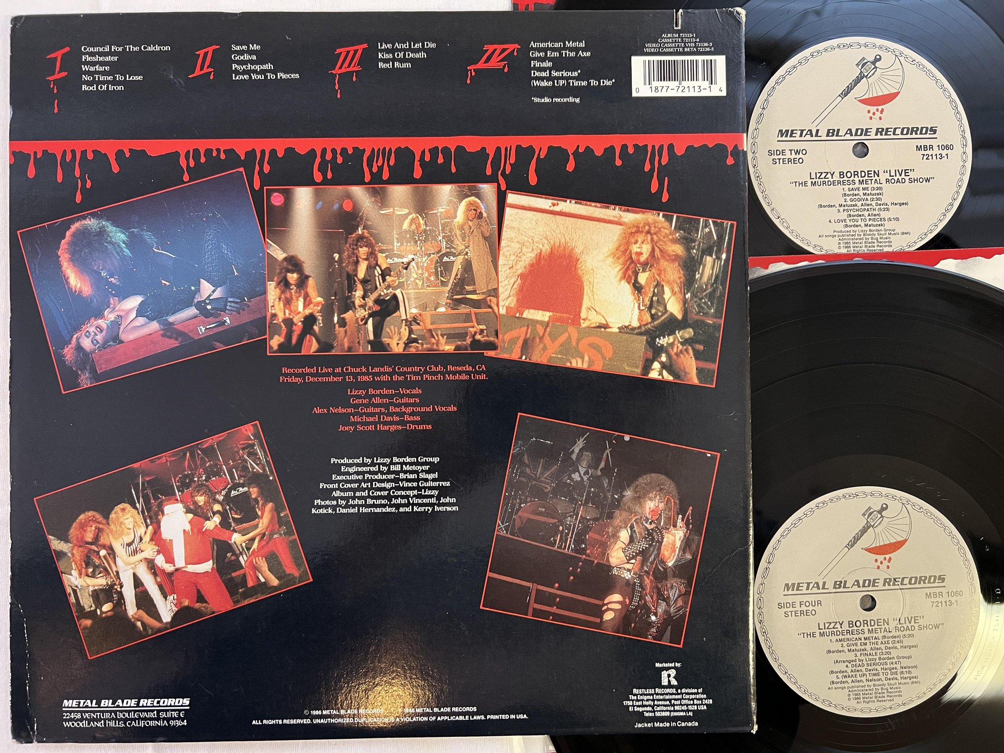 Omslagsbild för skivan LIZZY BORDEN "live" 2xLP -86 METAL BLADE RECORDS MBR 1060
