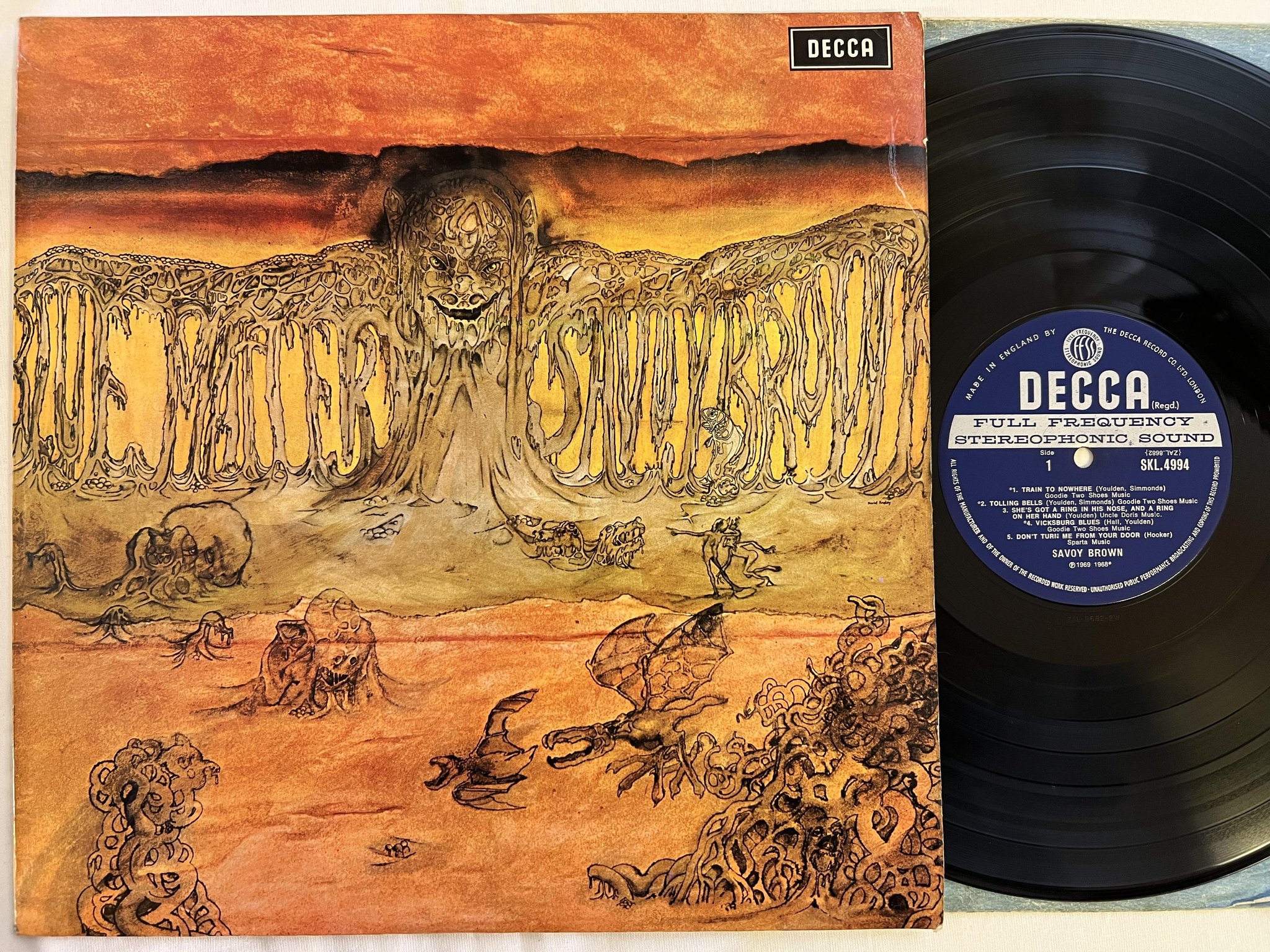 Omslagsbild för skivan SAVOY BROWN blue matter LP -69 UK DECCA SKL 4994 Unboxed Labels