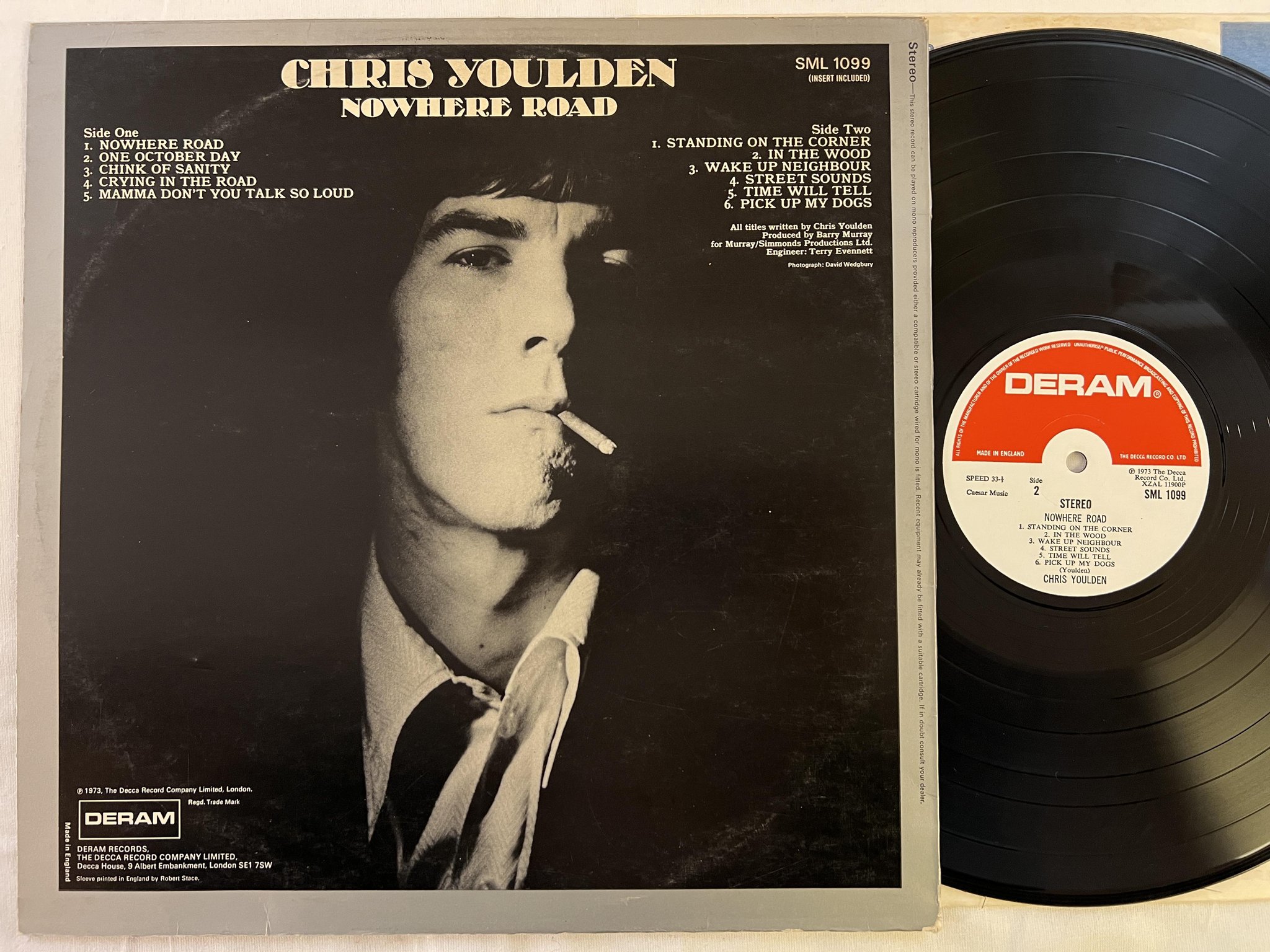 Omslagsbild för skivan CHRIS YOULDEN Nowhere Road LP -73 UK DERAM SML 1099 ** RARE **