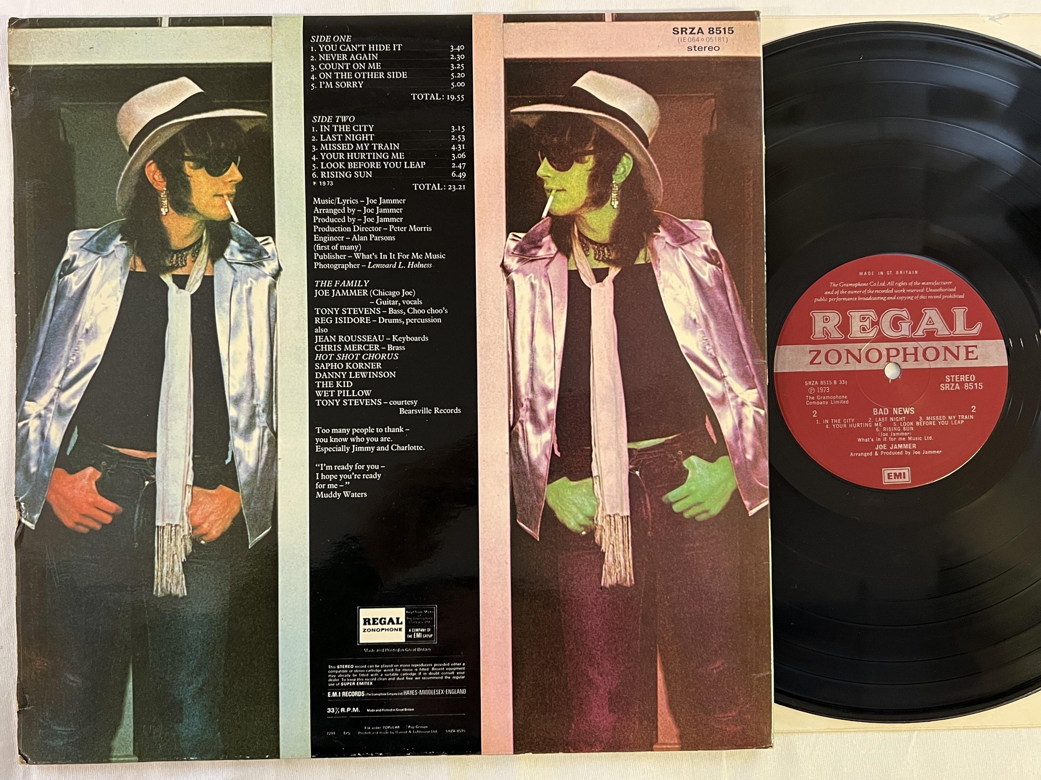 Omslagsbild för skivan JOE JAMMER bad news LP -72 UK REGAL ZONOPHONE SRZA 8515
