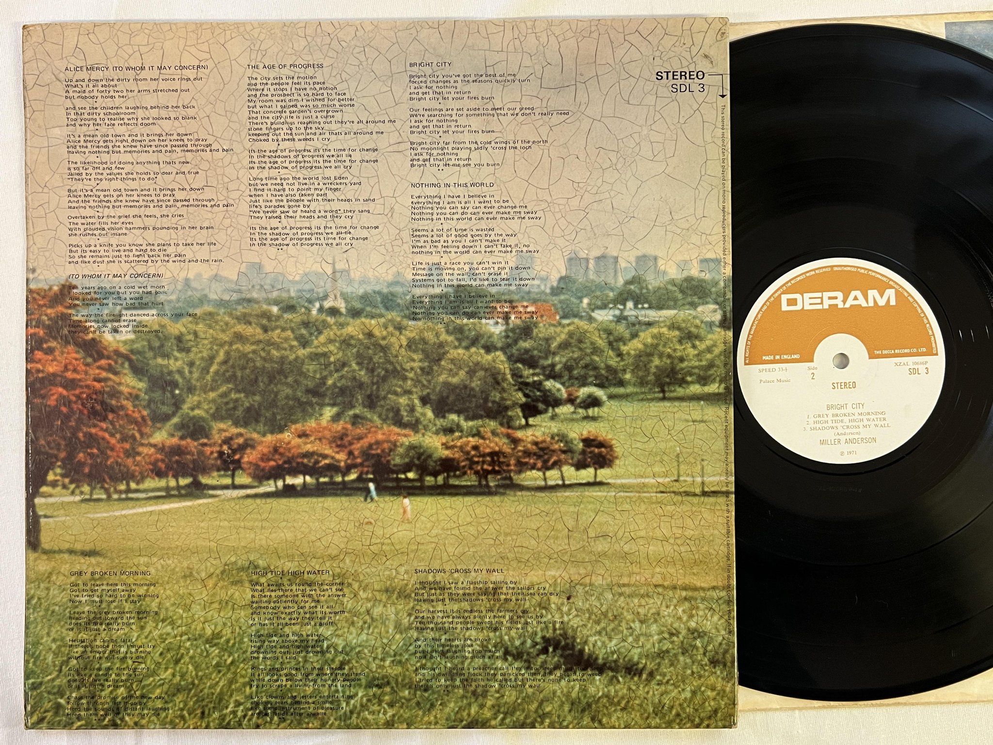 Omslagsbild för skivan MILLER ANDERSON bright city LP -71 UK DERAM SDL 3 ** rare blues rock **