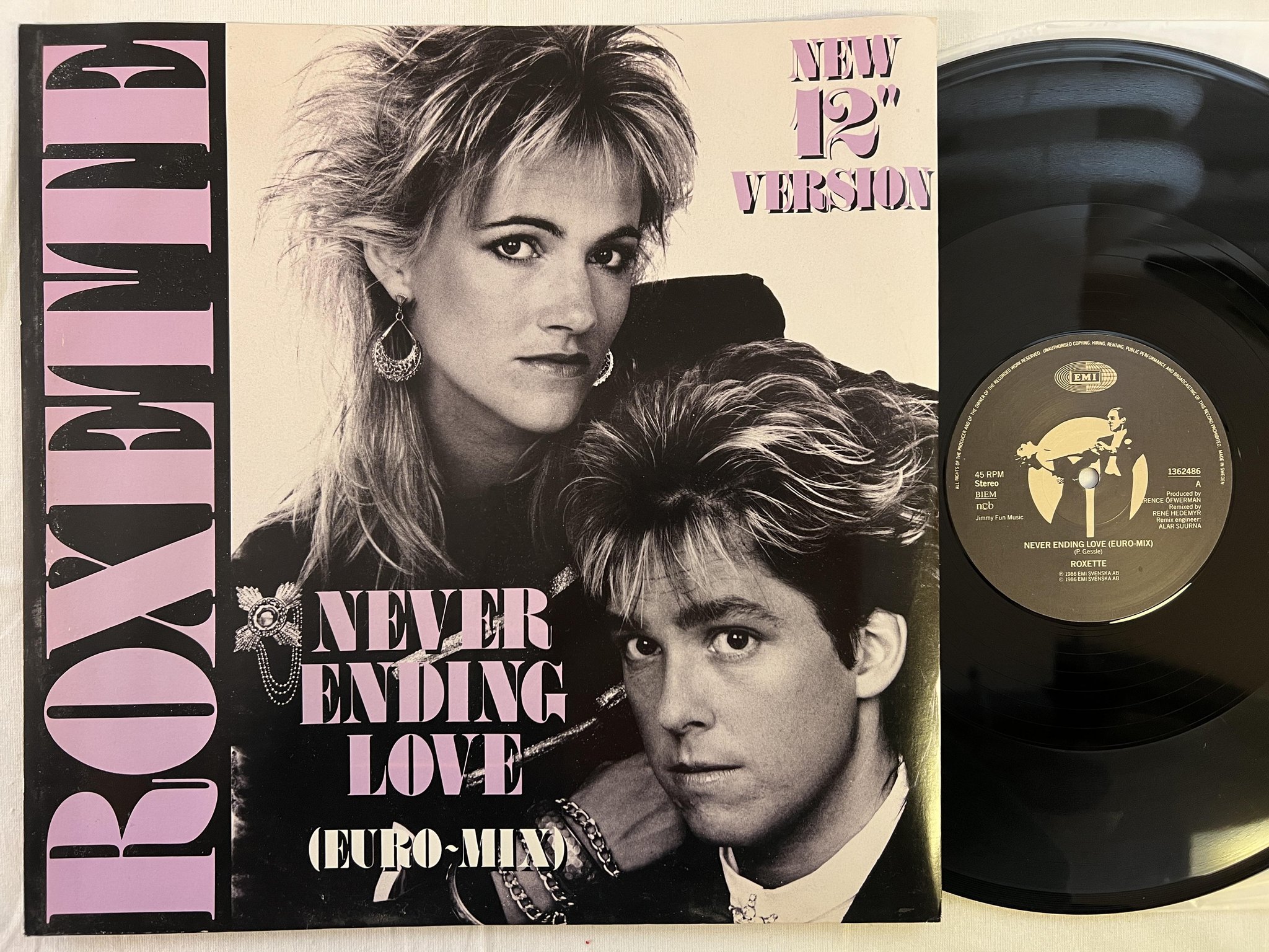 Omslagsbild för skivan ROXETTE Neverending Love (Euro-Mix) 12"single -86 Swe EMI 1362486 * RARE *