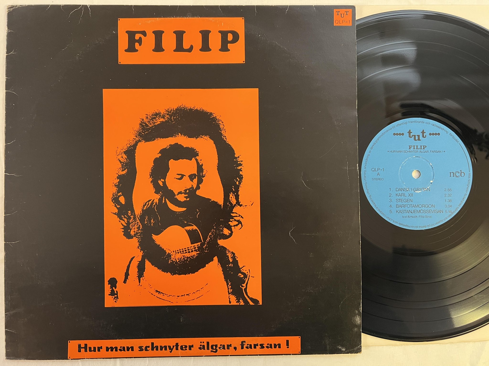 Omslagsbild för skivan FILIP hur man schnyter älgar, farsan! LP -76 TUT QLP-1 ORUP ** rare **