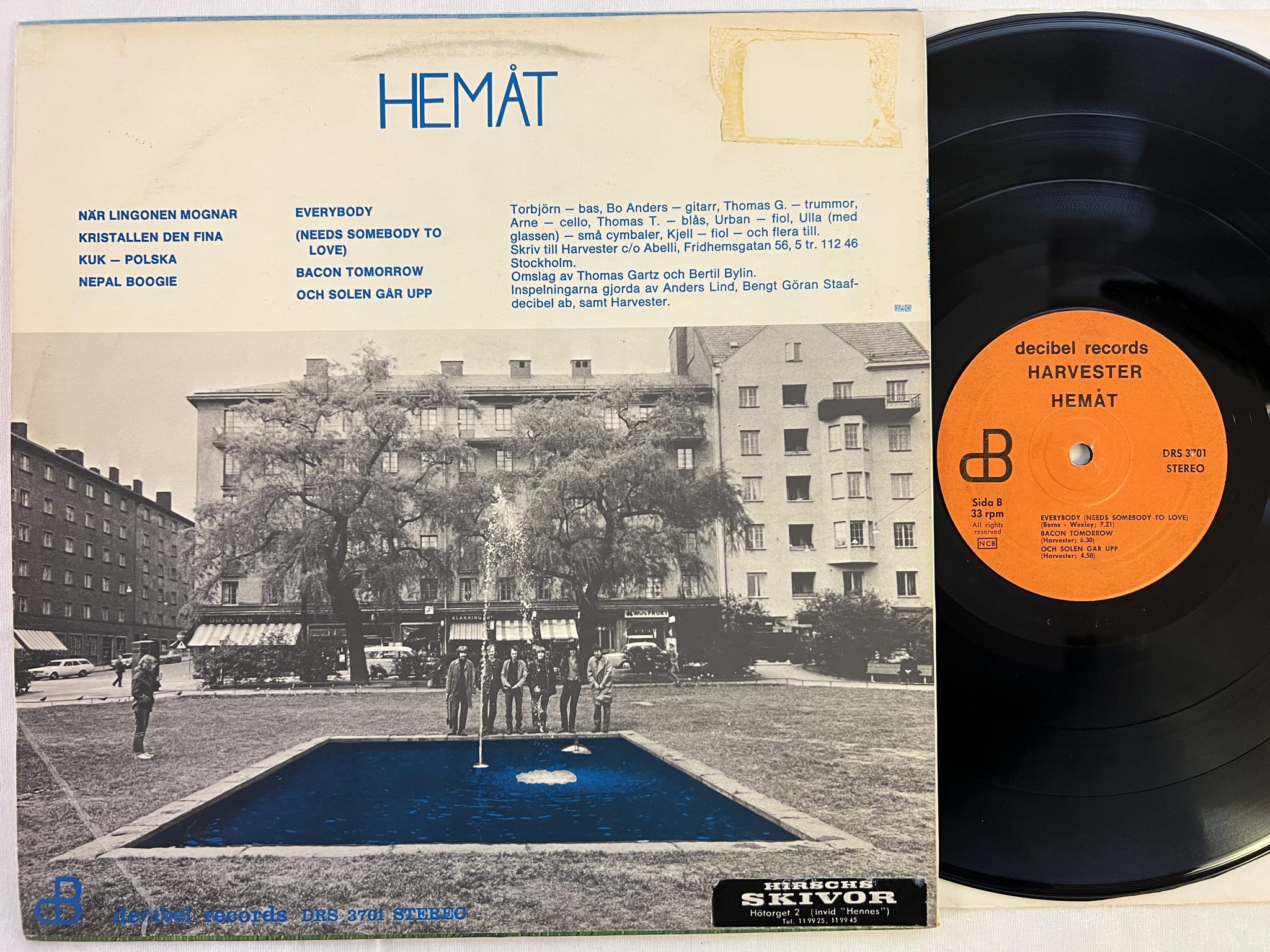 Omslagsbild för skivan HARVESTER hemåt LP -69 Swe DECIBEL  DRS 3701 ** rare **