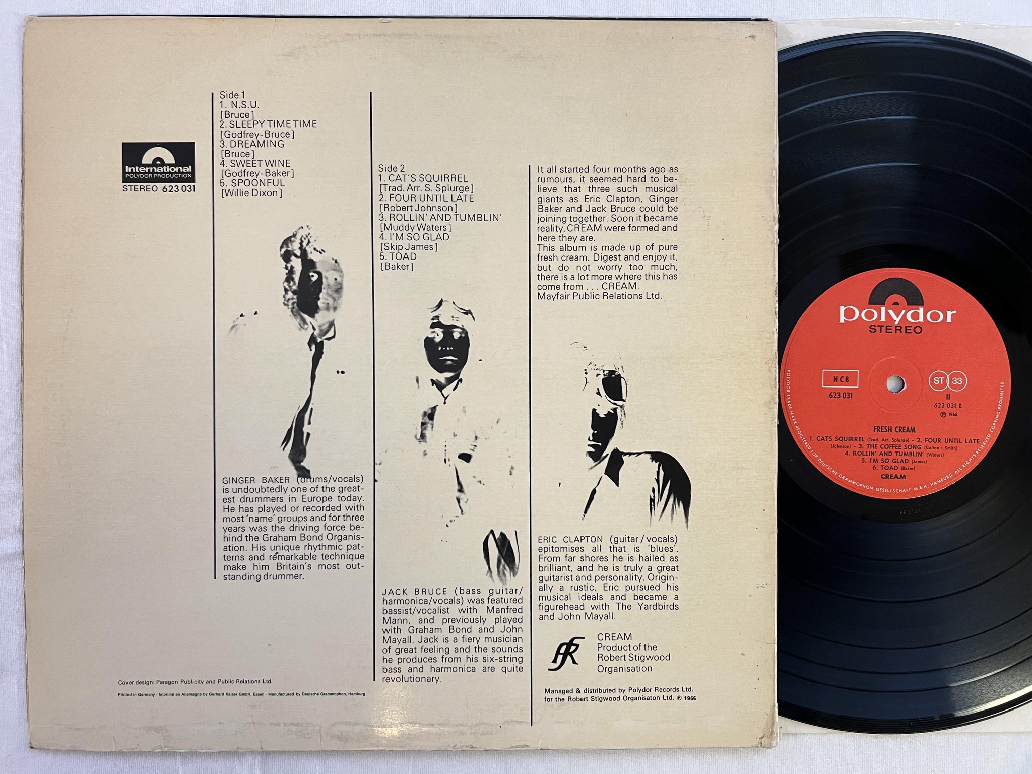 Omslagsbild för skivan CREAM fresh cream LP -66 ncb POLYDOR 623031