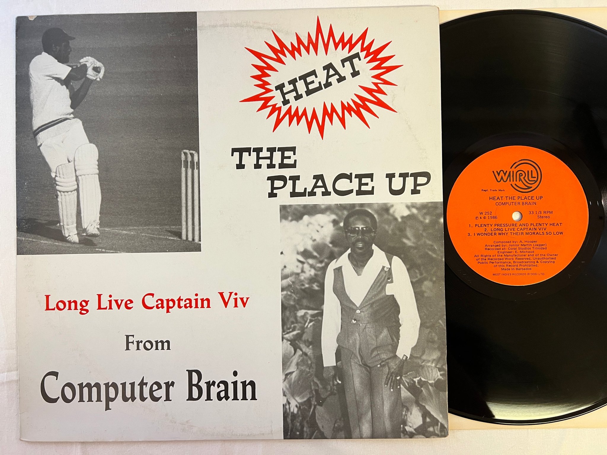 Omslagsbild för skivan COMPUTER BRAIN  Heat The Place Up LP rare calypso disco BARBADOS WIRL W 252 