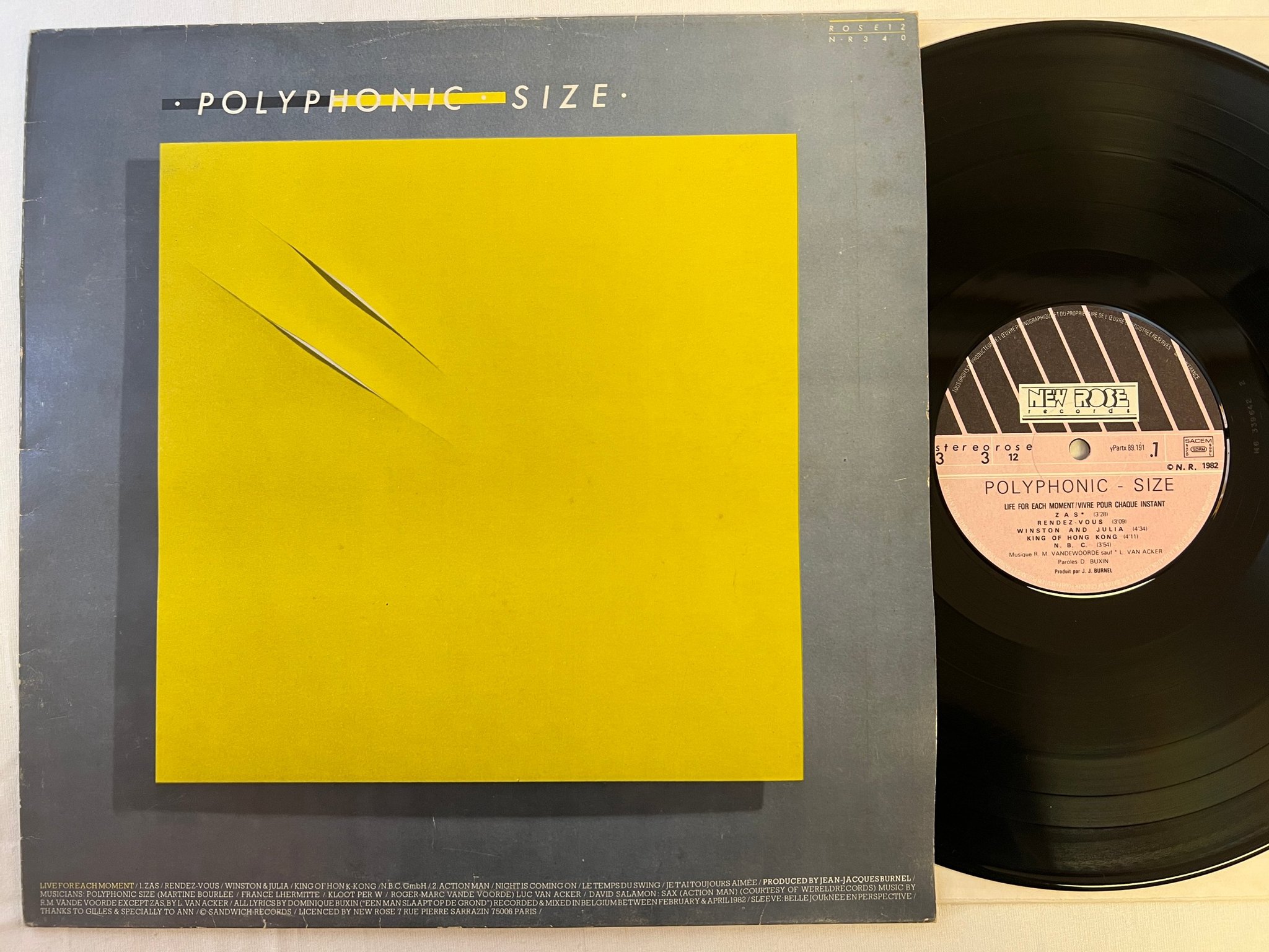 Omslagsbild för skivan POLYPHONIC SIZE Live For Each Moment LP -82 Fra NEW ROSE ROSE 12 synth