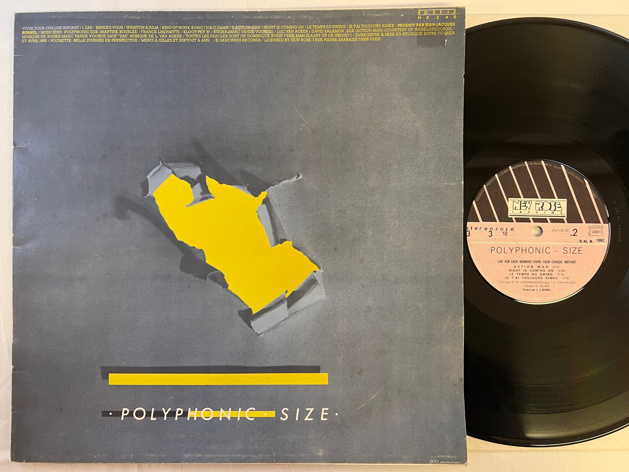 Omslagsbild för skivan POLYPHONIC SIZE Live For Each Moment LP -82 Fra NEW ROSE ROSE 12 synth