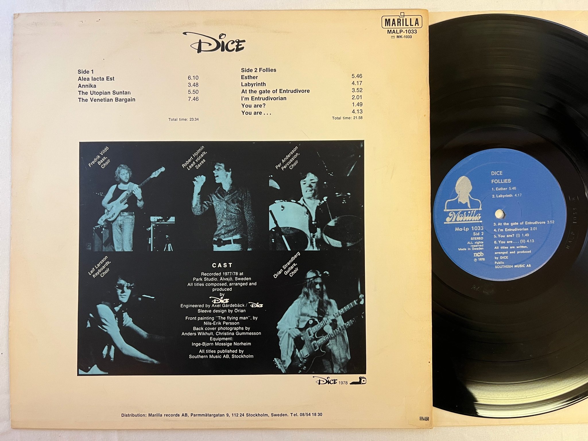 Omslagsbild för skivan DICE s/t LP -78 Swe MARILLA MALP 1033