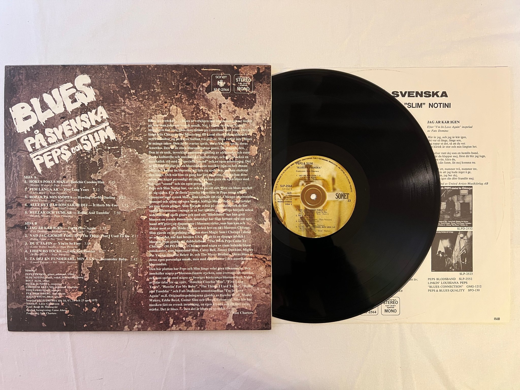 Omslagsbild för skivan PEPS & SLIM blues på svenska LP -75 Swe SONET SLP 2564
