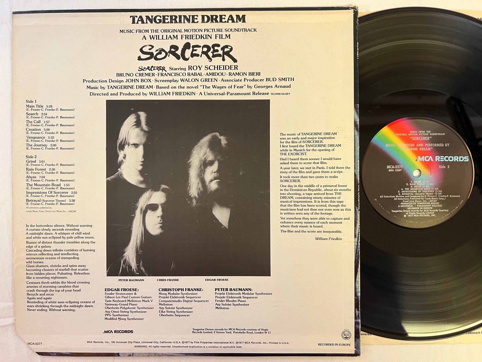 Omslagsbild för skivan TANGERINE DREAM SORCERER  LP -77 MCA-2277  soundtrack