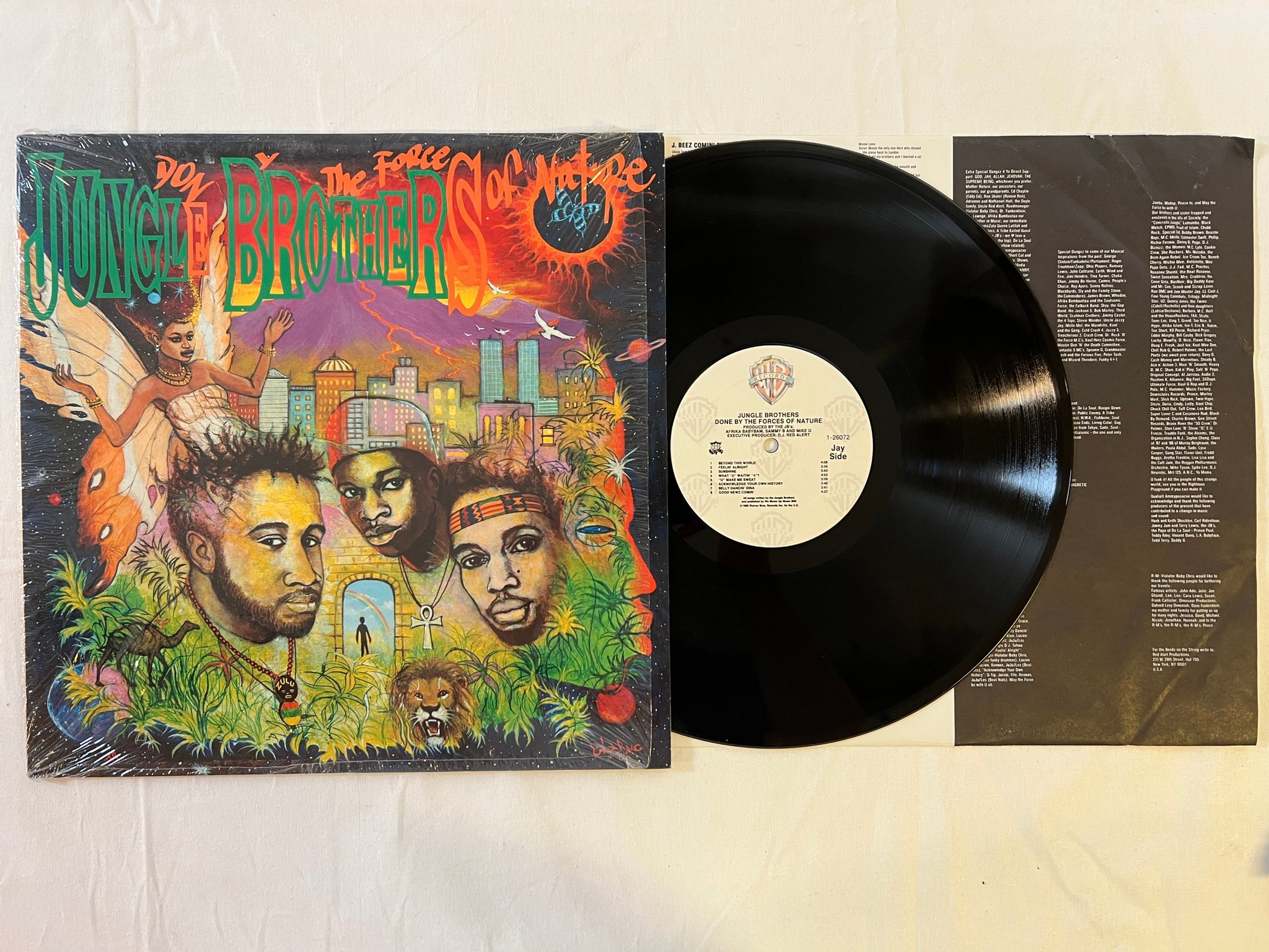Omslagsbild för skivan JUNGLE BROTHERS done by the forces of nature LP -89 US WARNER 1-26072