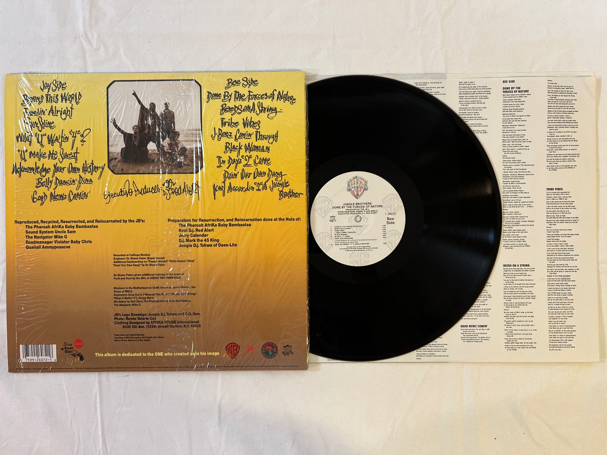Omslagsbild för skivan JUNGLE BROTHERS done by the forces of nature LP -89 US WARNER 1-26072