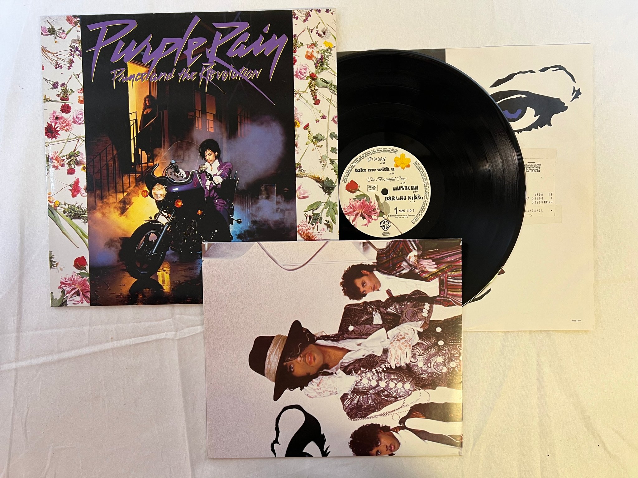 Omslagsbild för skivan PRINCE purple rain LP -84 Ger WARNER 925 110-1 w/ poster