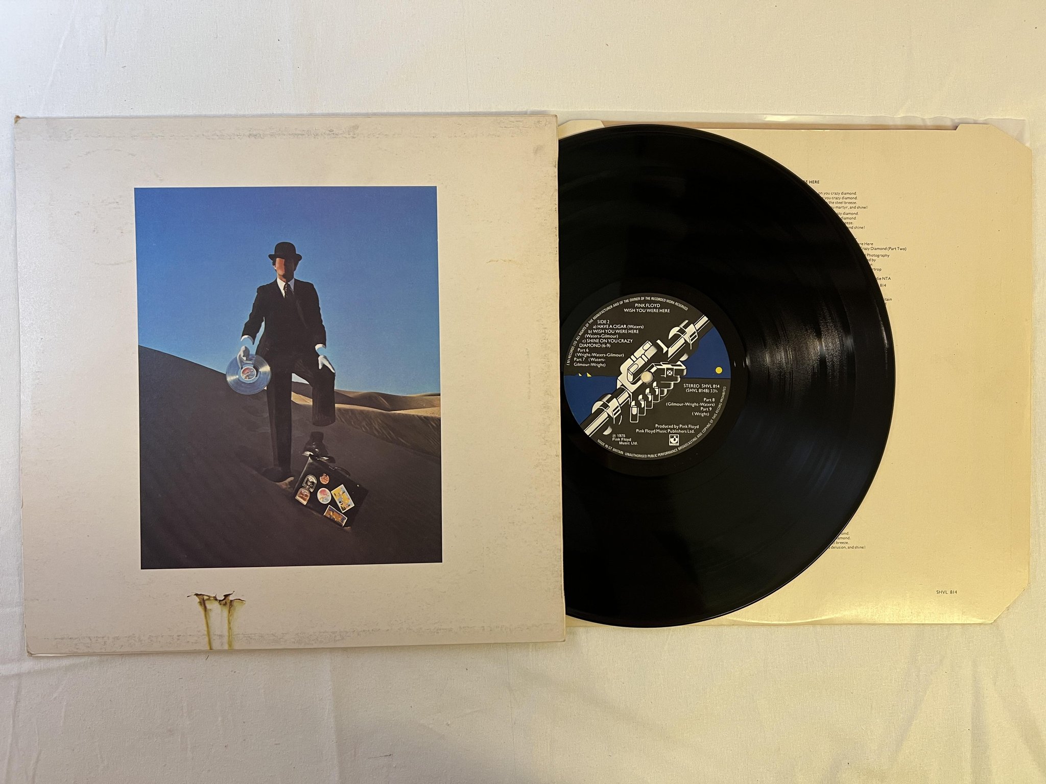 Omslagsbild för skivan PINK FLOYD wish you were here LP -75 UK HARVEST SHVL 814