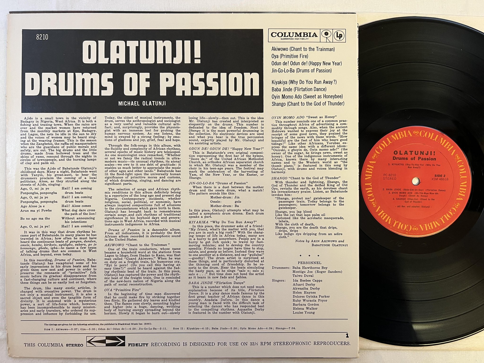 Omslagsbild för skivan OLATUNJI! drums of passion LP re US COLUMBIA PC 8210