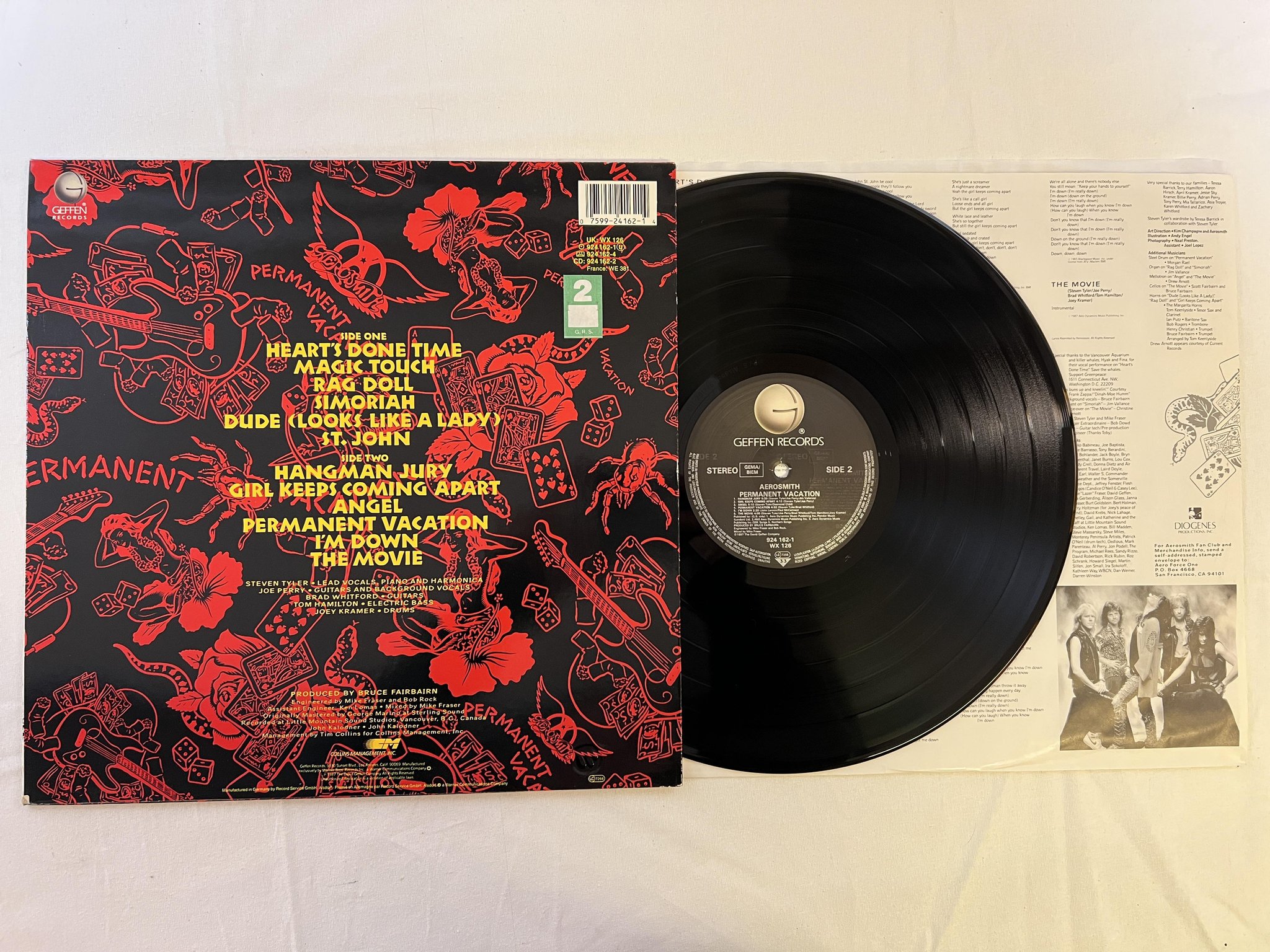 Omslagsbild för skivan AEROSMITH permanent vacation LP -87 Ger GEFFEN 924 162-1