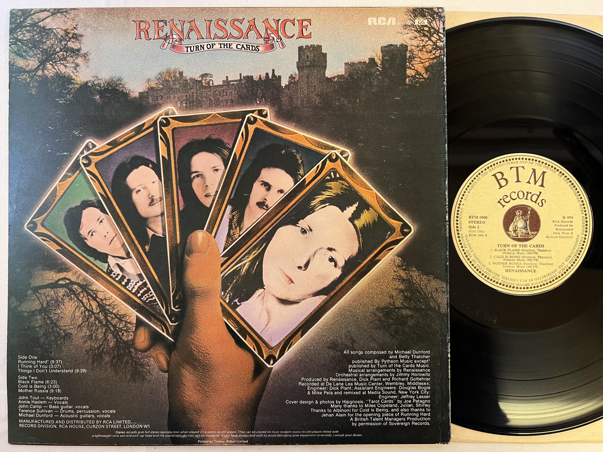 Omslagsbild för skivan RENAISSANCE turn of the cards LP -74 UK BTM 1000 