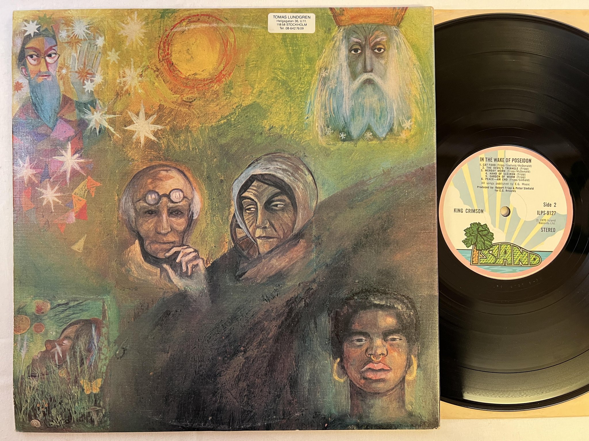 Omslagsbild för skivan KING CRIMSON in the wake of poseidon LP -70 UK ISLAND pink rim ILPS 9127