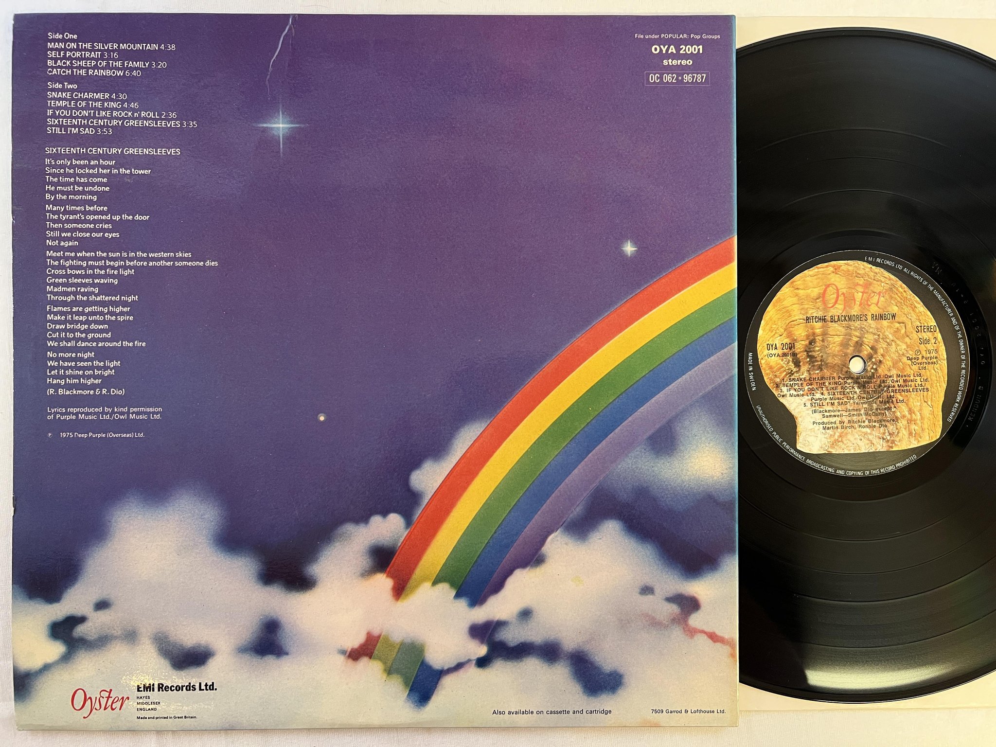 Omslagsbild för skivan RAINBOW Ritchie Blackmore's Rainbow LP -75 Swe OYSTER OYA 2001