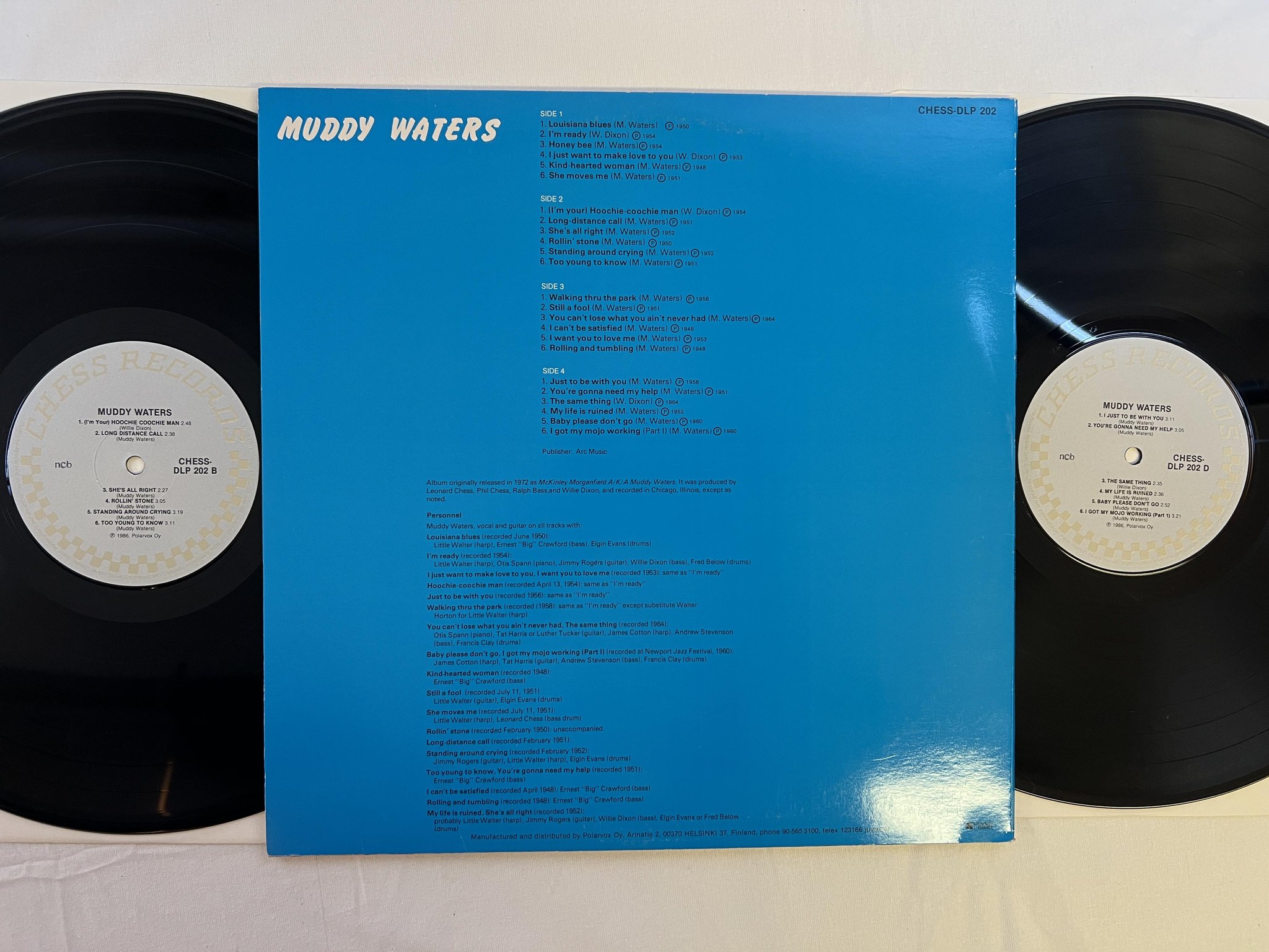 Omslagsbild för skivan MUDDY WATERS 2xLP -86 ncb CHESS DLP 202 blues