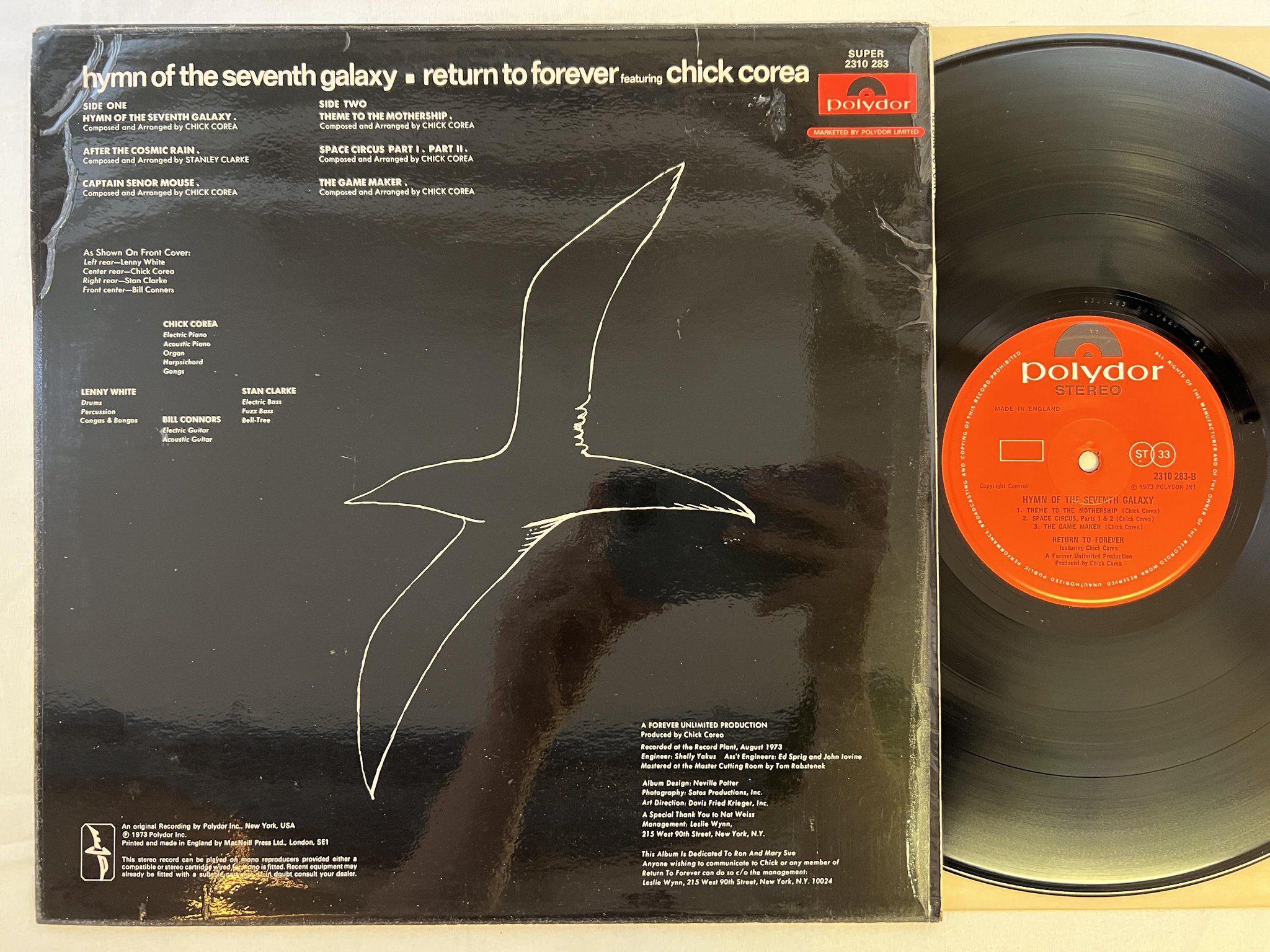 Omslagsbild för skivan RETURN TO FOREVER hymn of the seventh galaxy LP -73 UK POLYDOR 2310283