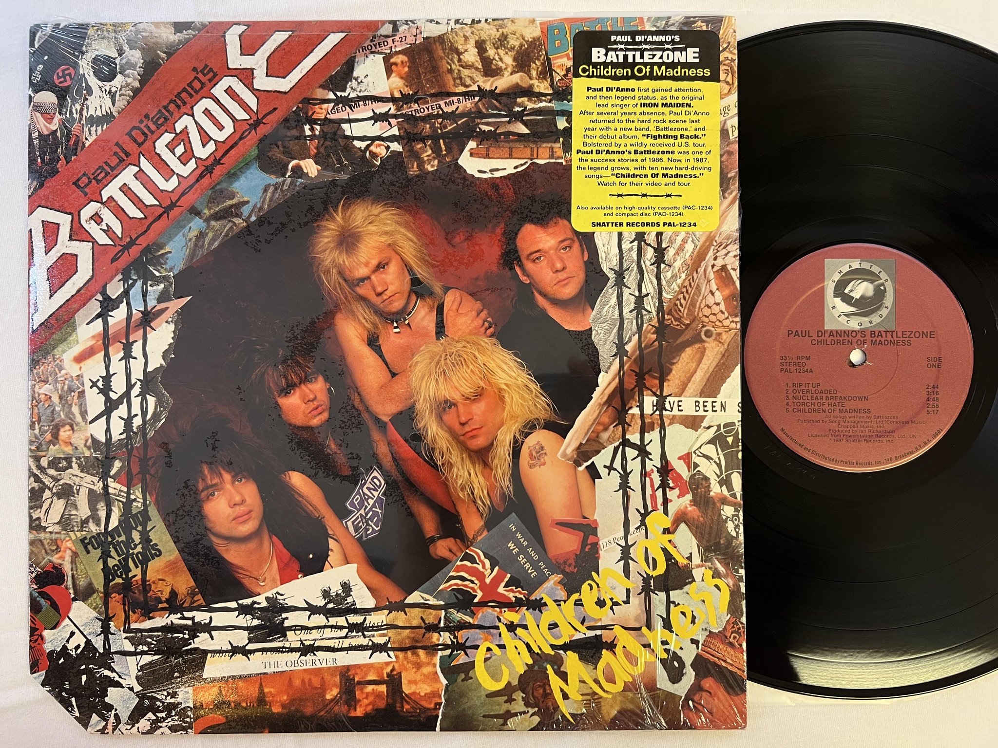 Omslagsbild för skivan PAUL DI'ANNO'S BATTLEZONE Children Of Madness LP -87 US shatter pal-1234