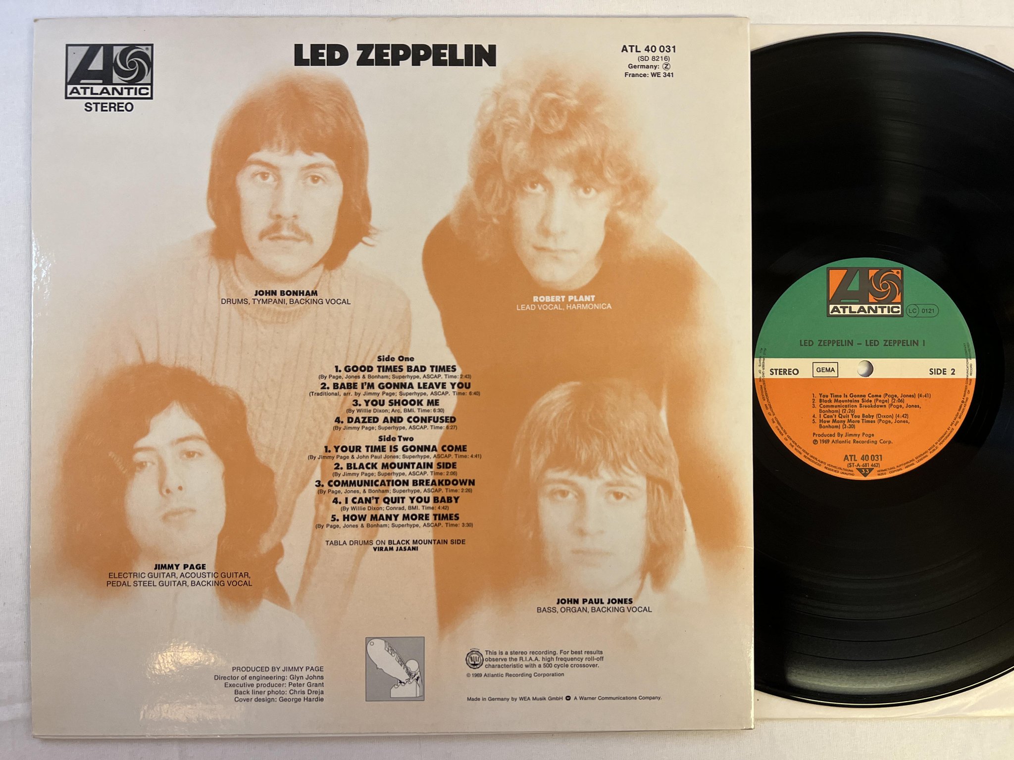 Omslagsbild för skivan LED ZEPPELIN s/t LP re Ger ATLANTIC ATL 40 031