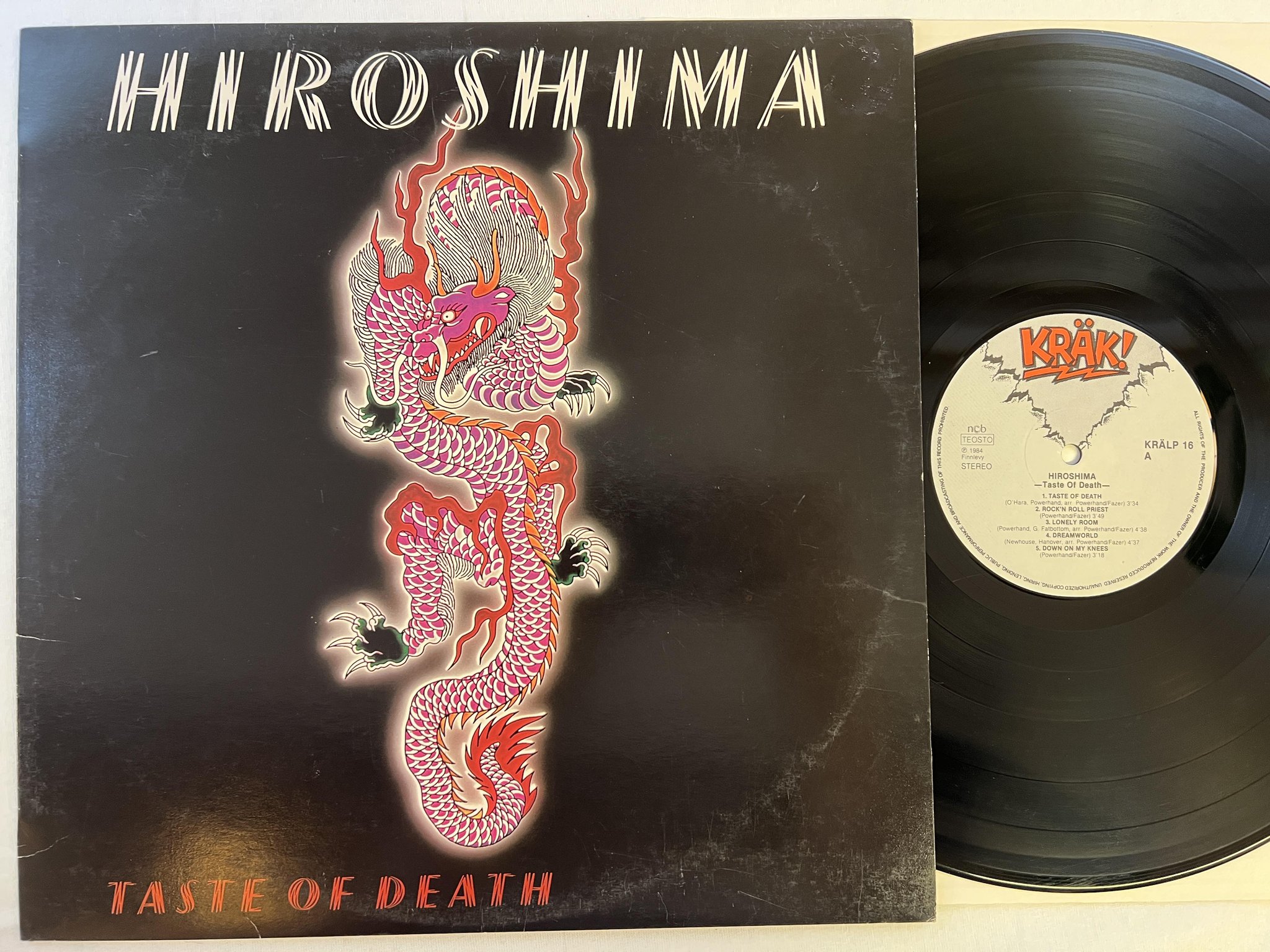 Omslagsbild för skivan HIROSHIMA taste of death LP -84 Finland KRÄK! KRÄLP 16 ** rare **
