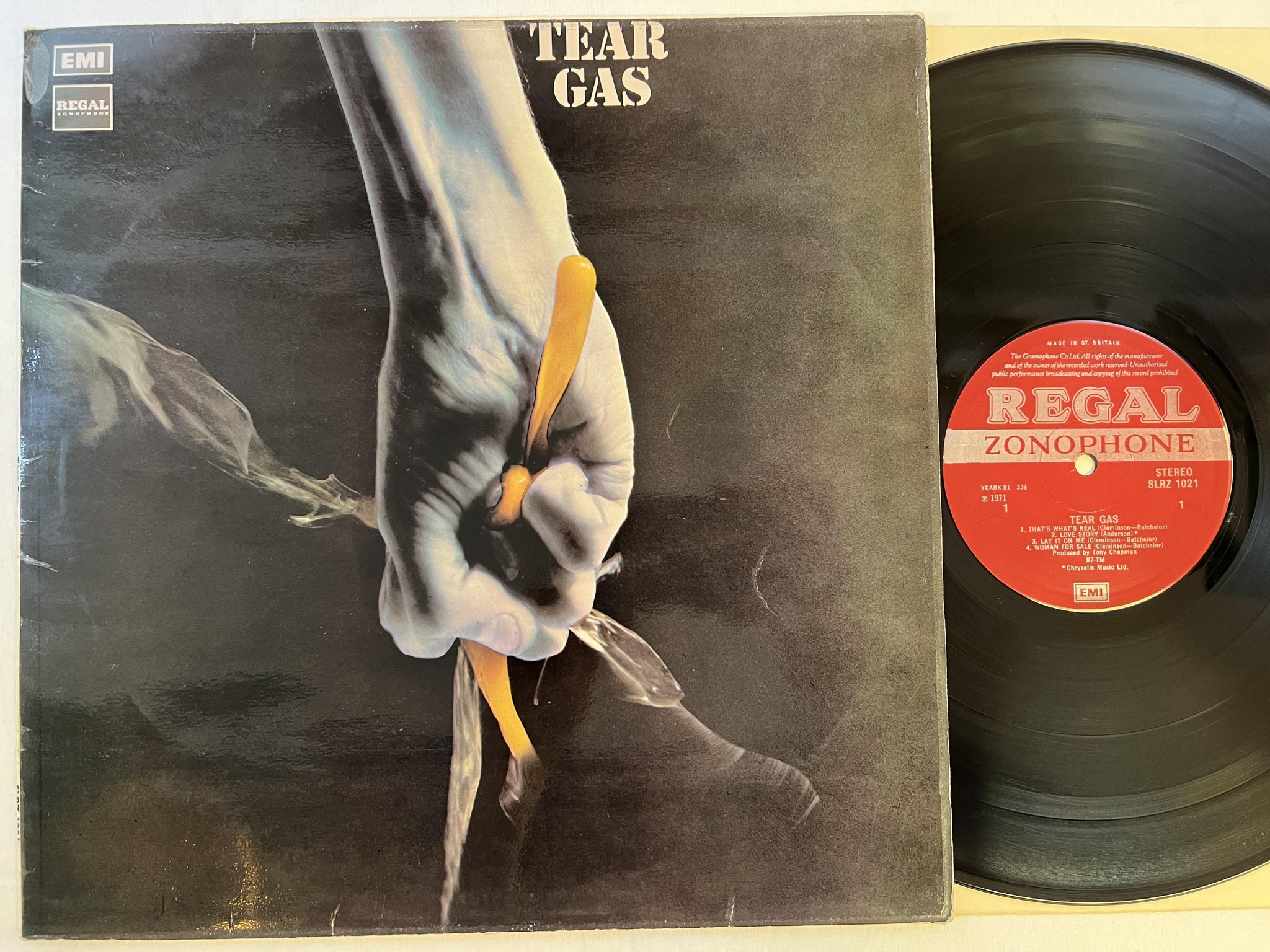 Omslagsbild för skivan TEAR GAS s/t LP -71 UK REGAL ZONOPHONE SLRZ 1021 ** mega rare hard rock **
