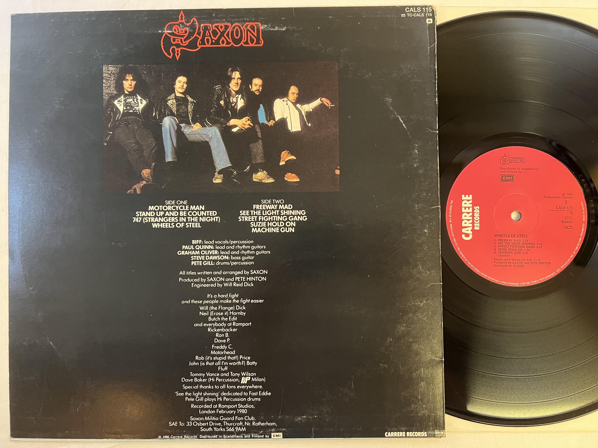 Omslagsbild för skivan SAXON wheels of steel LP -80 Fin CARRERE CALS 115