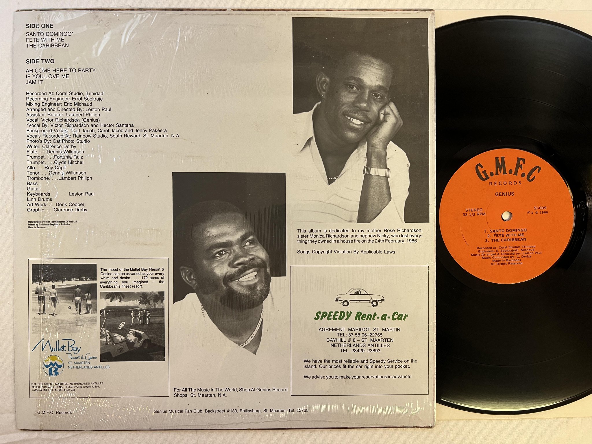 Omslagsbild för skivan GENIUS Explosion LP -86 BARBADOS g.m.f.c. si-009 ** soca **