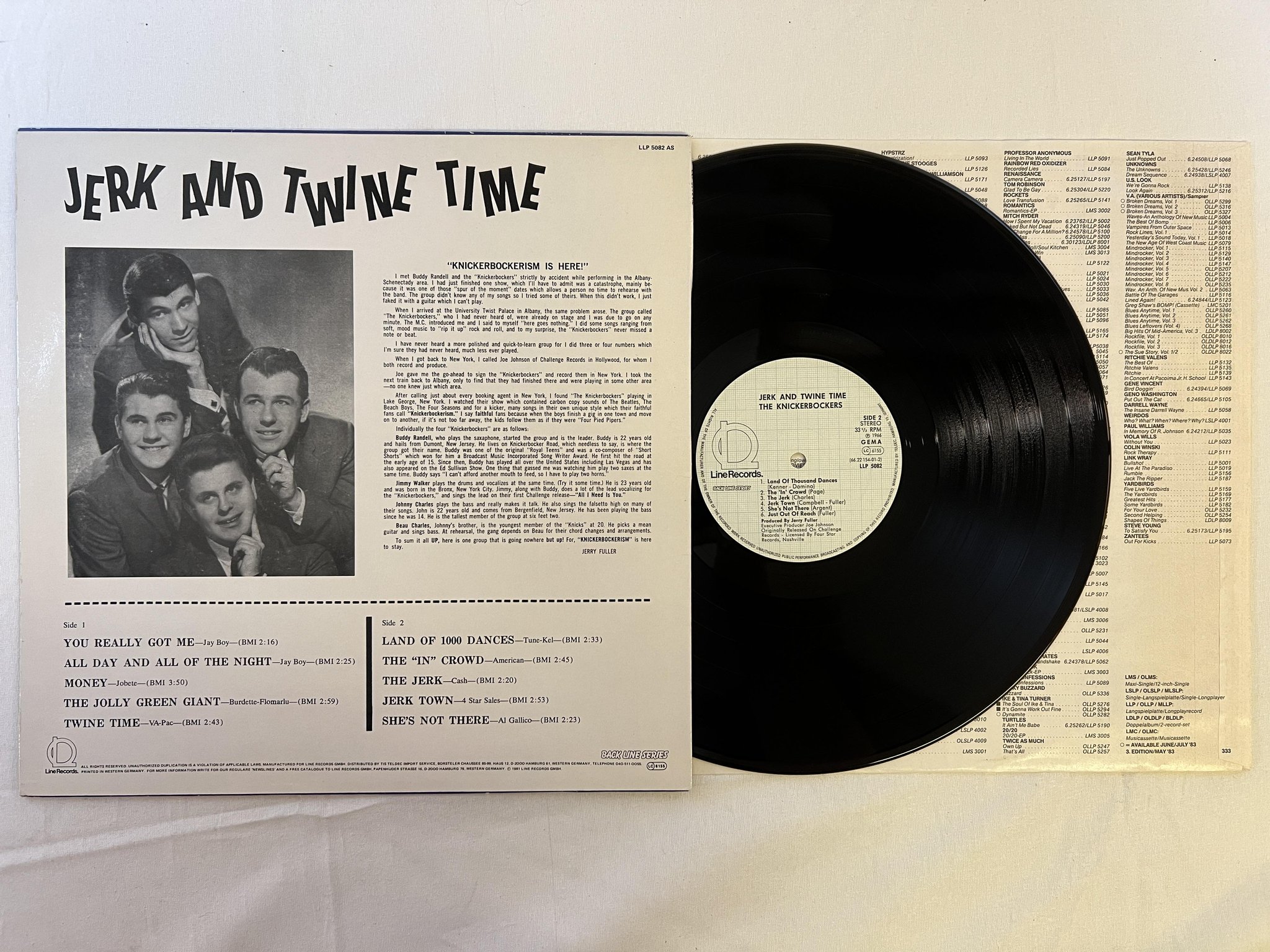 Omslagsbild för skivan THE KNICKERBOCKERS Jerk And Twine Time LP -81 Ger LLP 5082 AS 