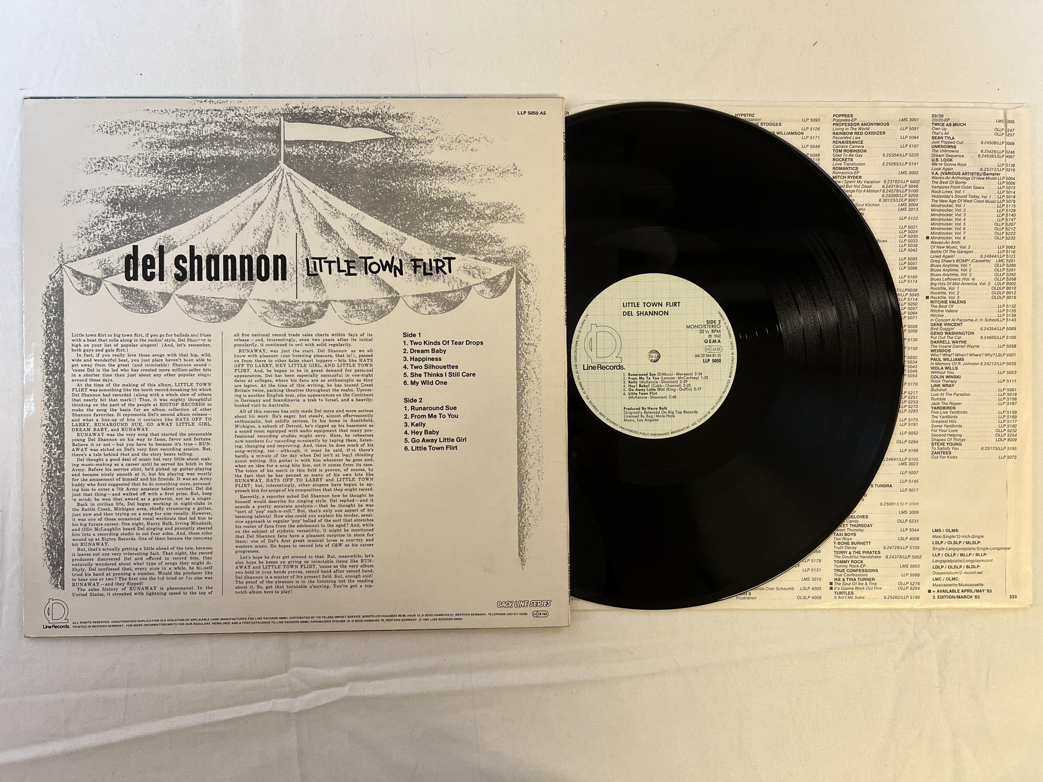 Omslagsbild för skivan DEL SHANNON Little Town Flirt  LP -81 Ger LLP 5050