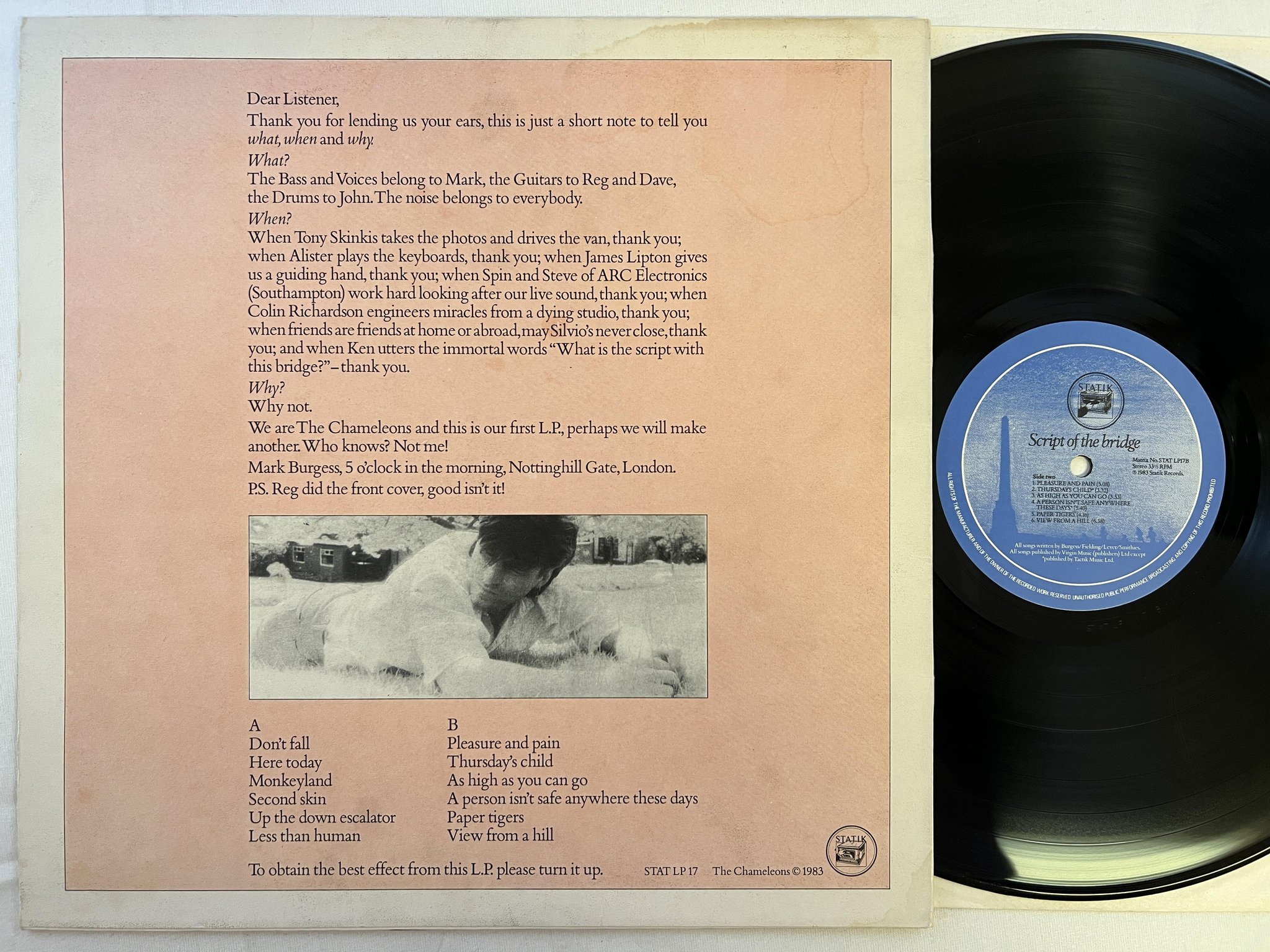 Omslagsbild för skivan THE CHAMELEONS Script Of The Bridge LP -83 UK 1st press post-punk ** rare **