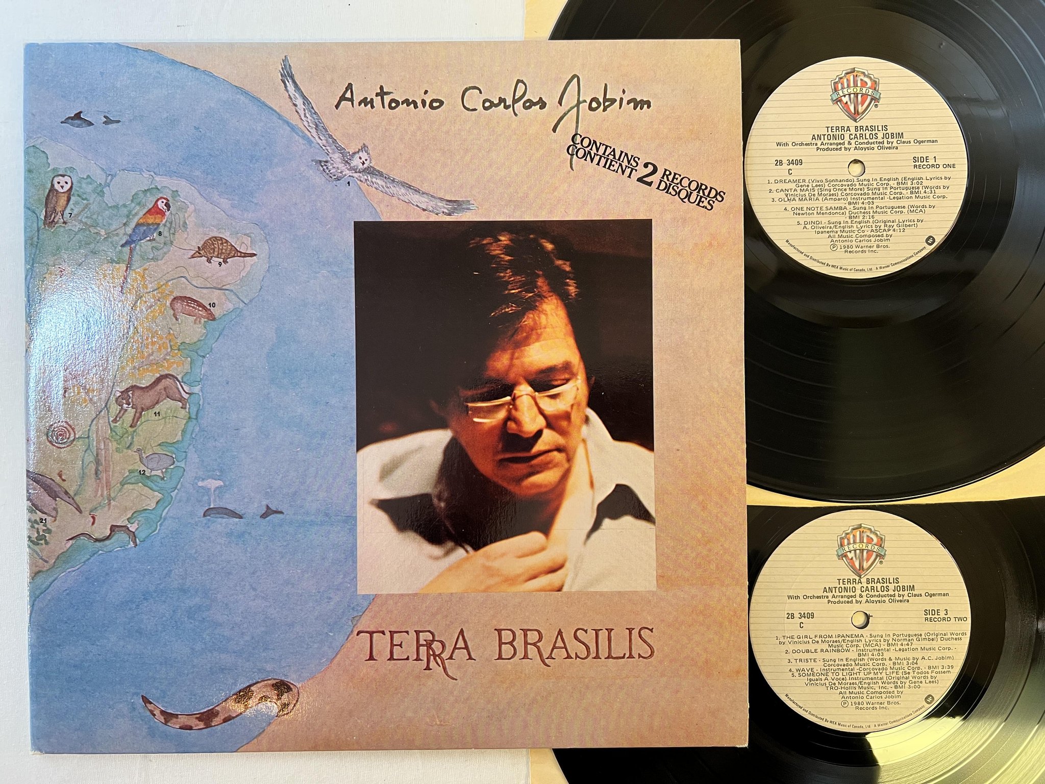 Omslagsbild för skivan ANTONIO CARLOS JOBIM terra brasilis 2xLP -80 Can WARNER 2B 3409